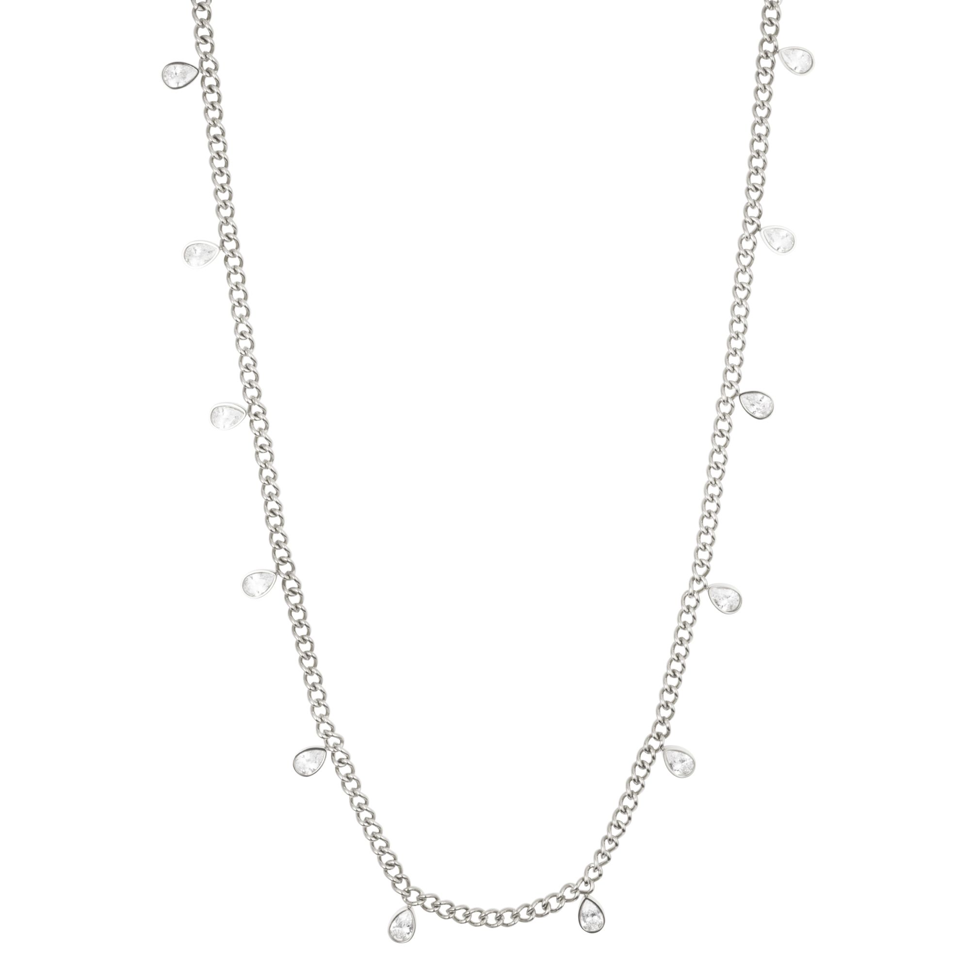 STEFFEN SCHRAUT Collier 13 Zirkonia Länge ca. 45+5cm Edelstahl