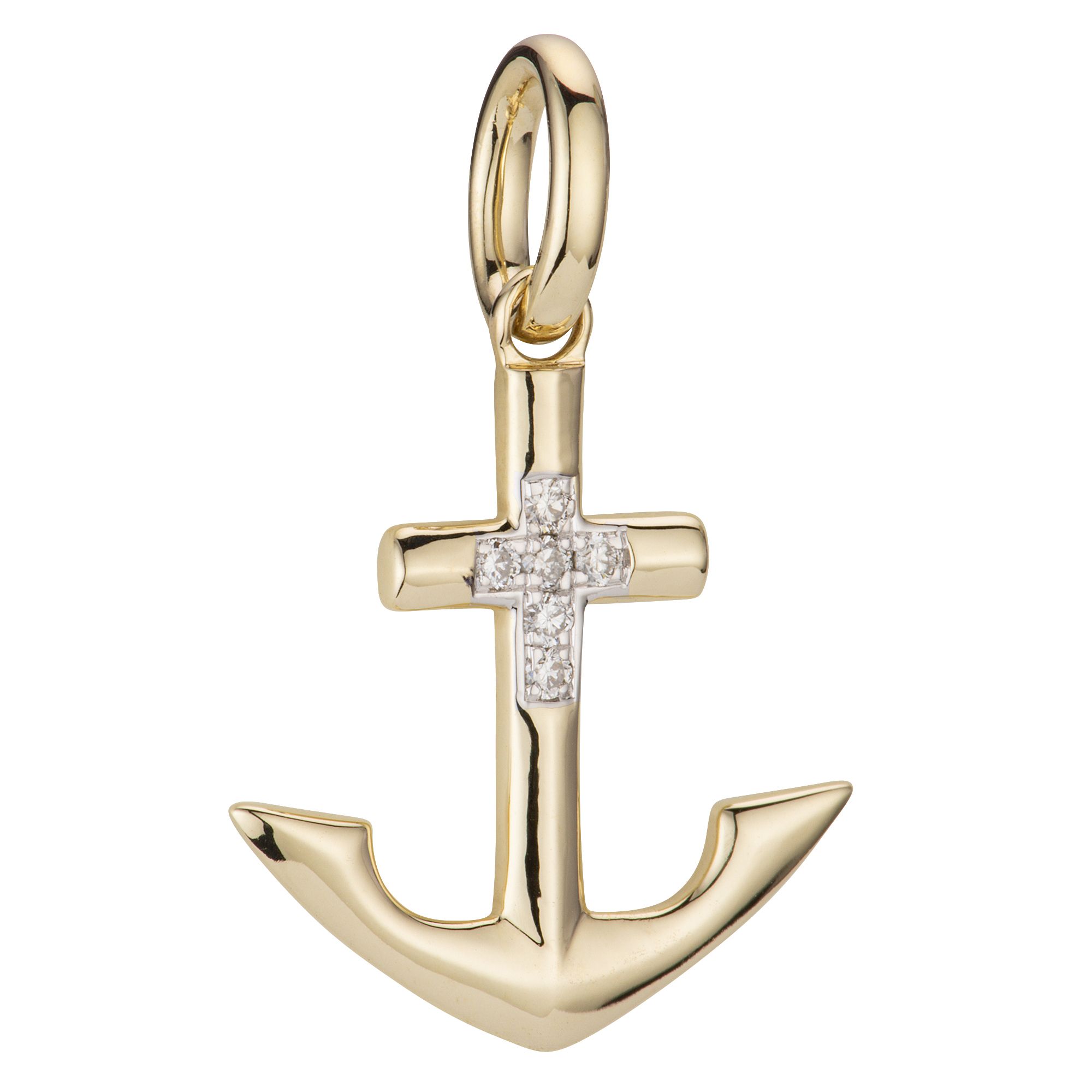 DIAMOUR Anker-Anhänger 6 Brillanten zus. ca. 0,04ct Gold 375