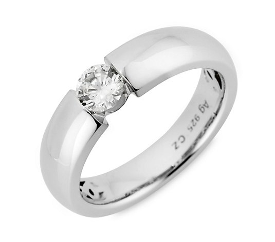 DIAMONIQUE® Solitär-Ring = 0,50ct Brillantschliff Silber rhodiniert