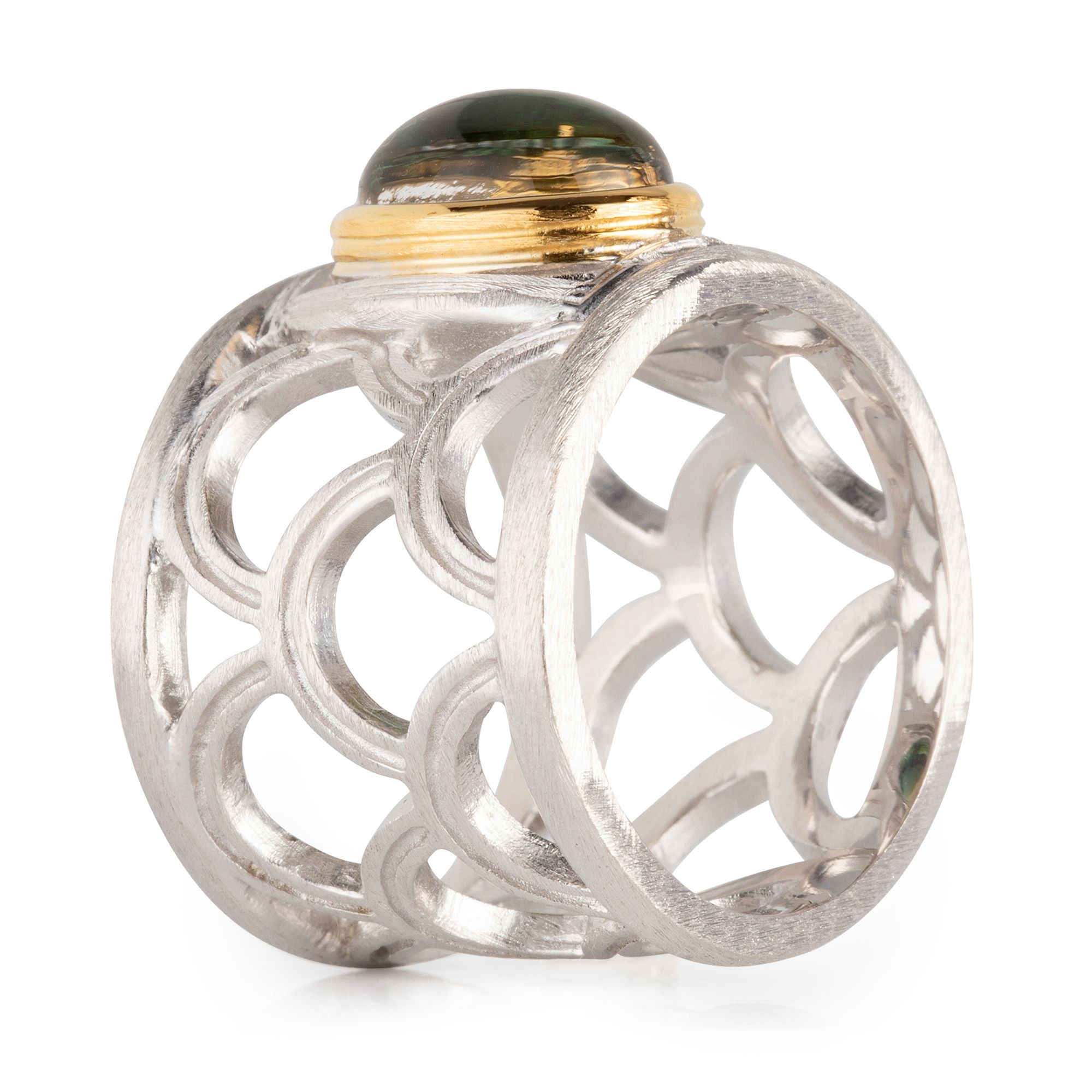 THOMAS & SOHN Edelstein ca.2,50ct Ring Cabochon Silber Bicoloroptik ...