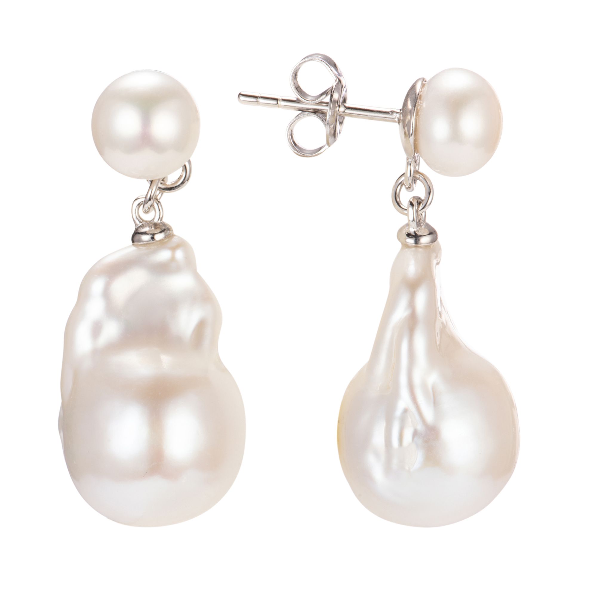 PERLEA Ohrhänger Süßwasserzucht- perlen 6,5-15mm Silber rhodiniert