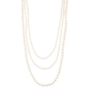 PERLEA 3rhg. Collier Süßwasserzucht- perlen 4-6mm Silber rhodiniert