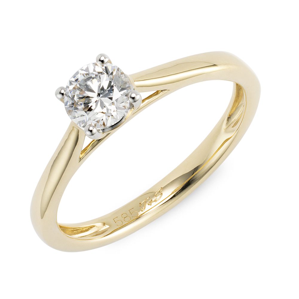 THOMAS & SOHN Lab Grown Brillant mind. 0,50ct Solitär-Ring Gold 585