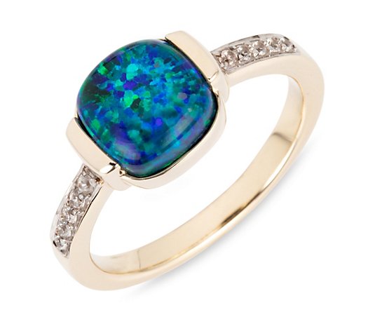 ROYELLE Opal & Zirkone Ring zus. ca. 1,15ct Gold 375