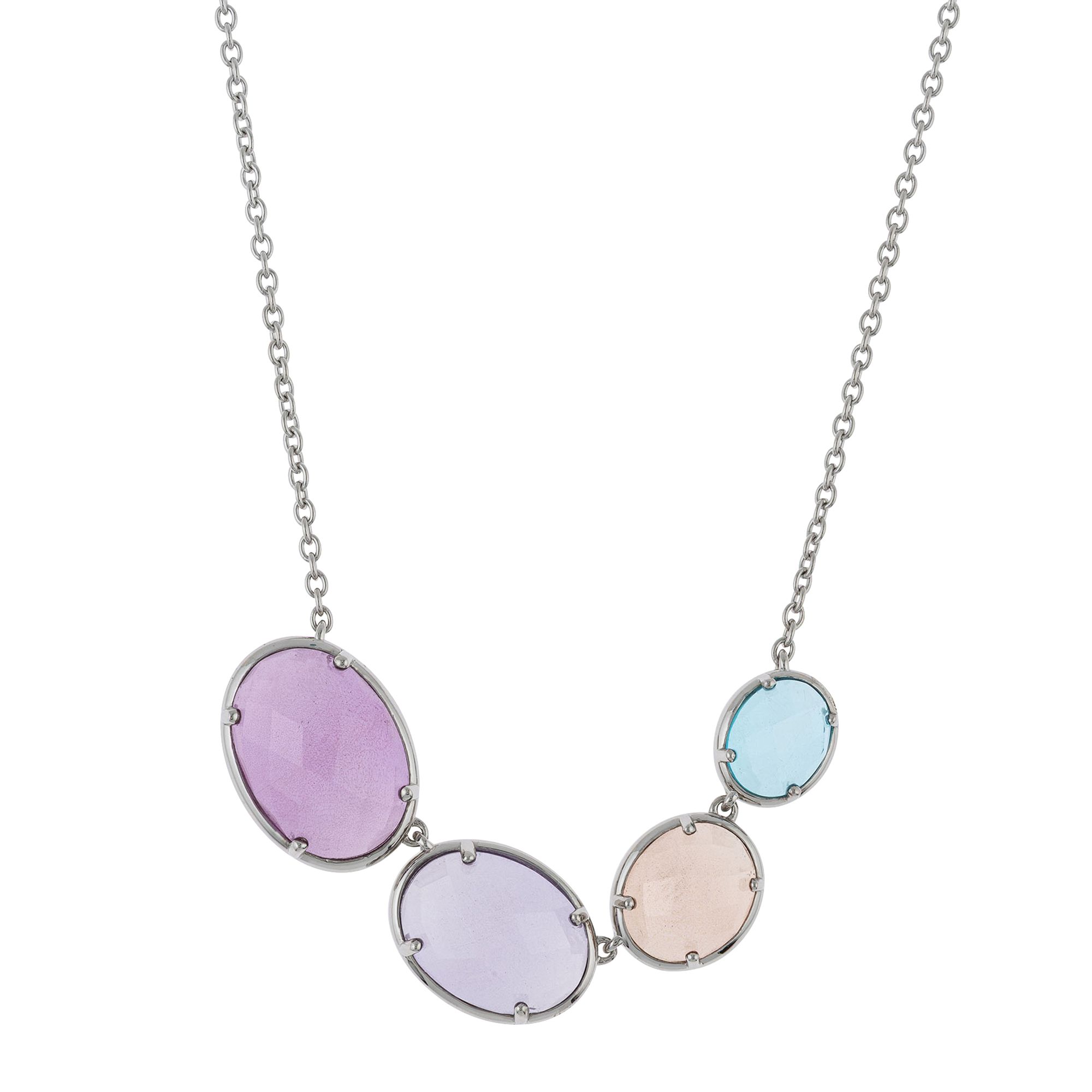 THOMAS & SOHN beh. Quarz ca.28,00ct Collier Checkerboard Silber 925