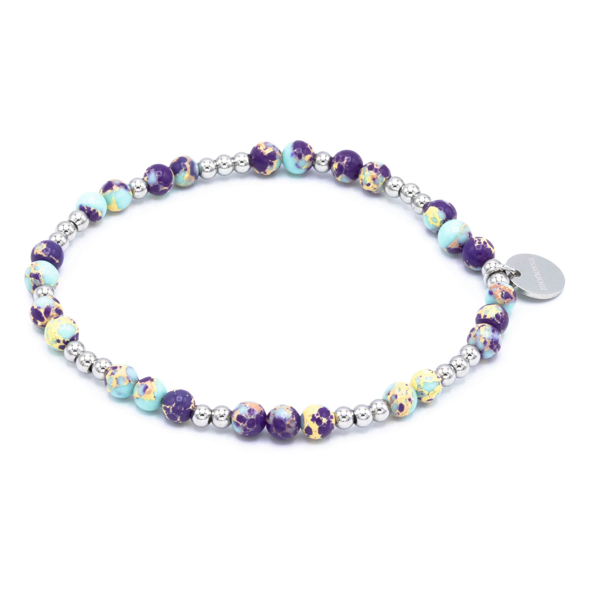 MONESSA Armband Edelsteine flexibel Edelstahl