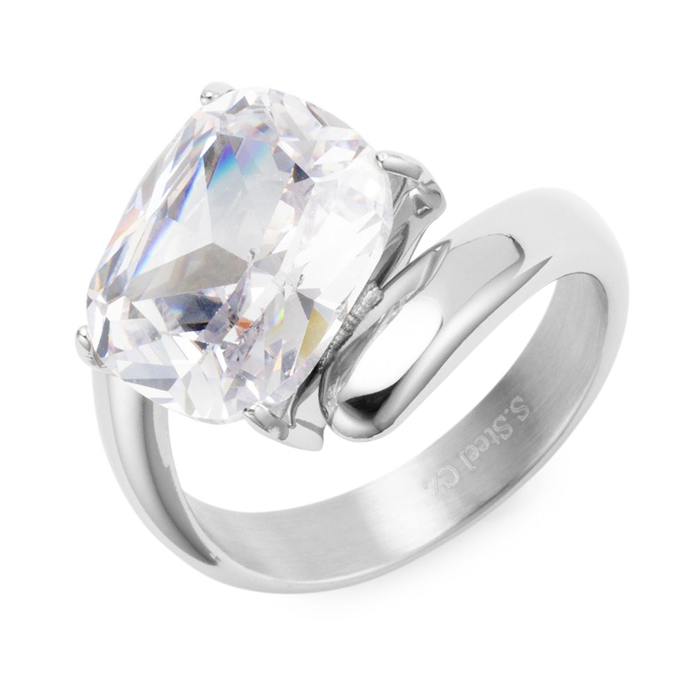DIAMONIQUE® Ring = 4,00ct Kissenschliff Edelstahl