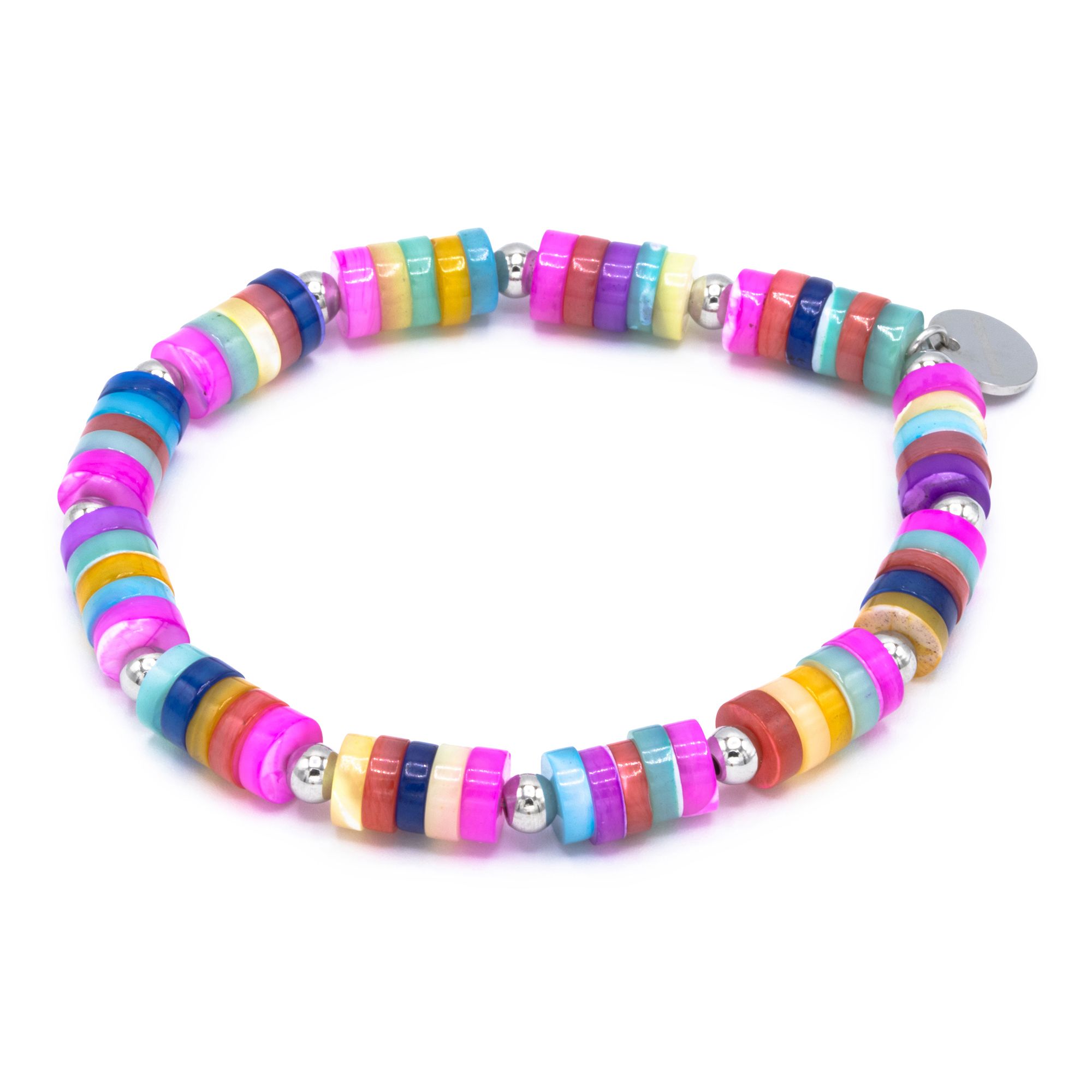 MONESSA Armband Edelsteine flexibel Logoplättchen