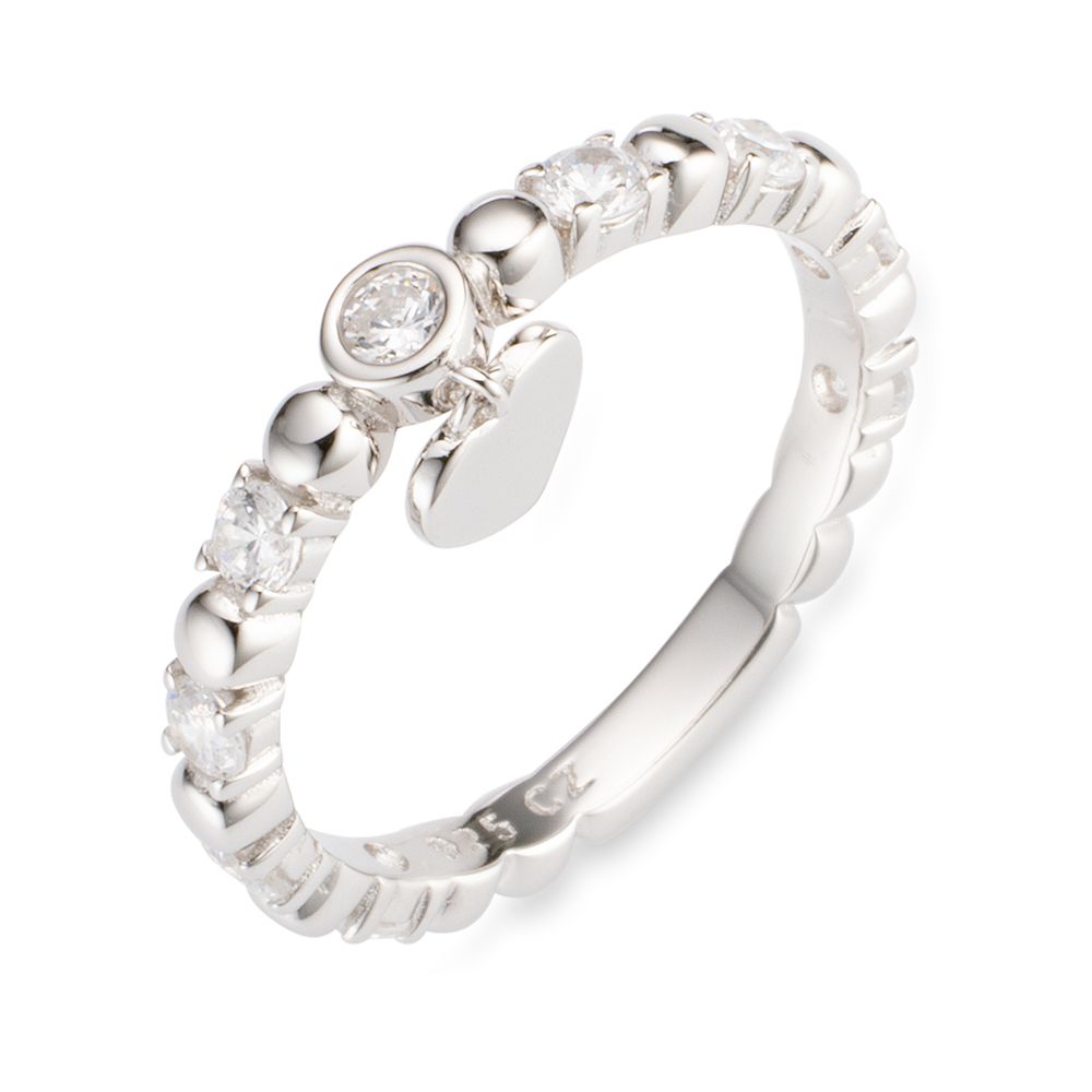 DIAMONIQUE® Ring mit Herzanhänger mind. = 0,35ct Brillantschliff Silber rhodiniert