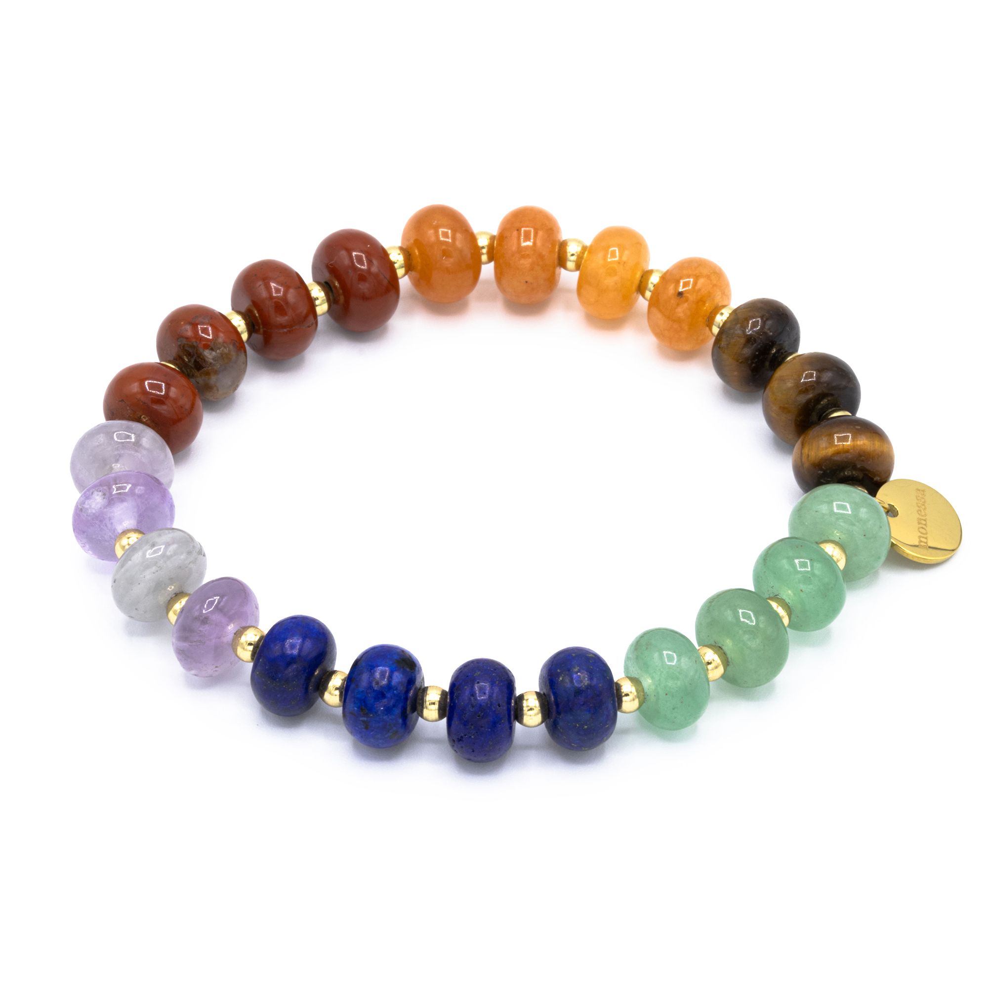 MONESSA Armband Edelsteine flexibel Edelstahl