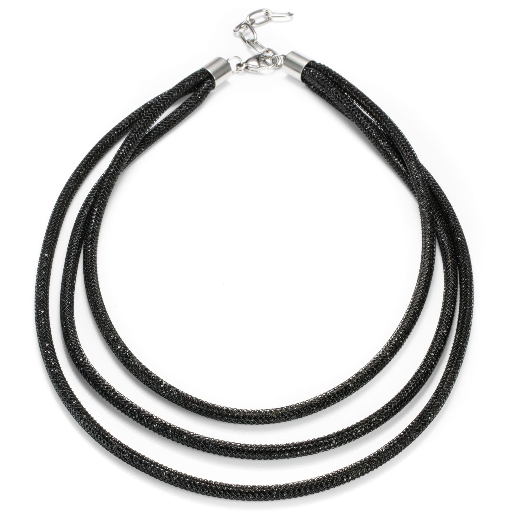 DINE 'N' Dance 3 rhg. Collier Glitzer Länge 45+5cm Modeschmuck