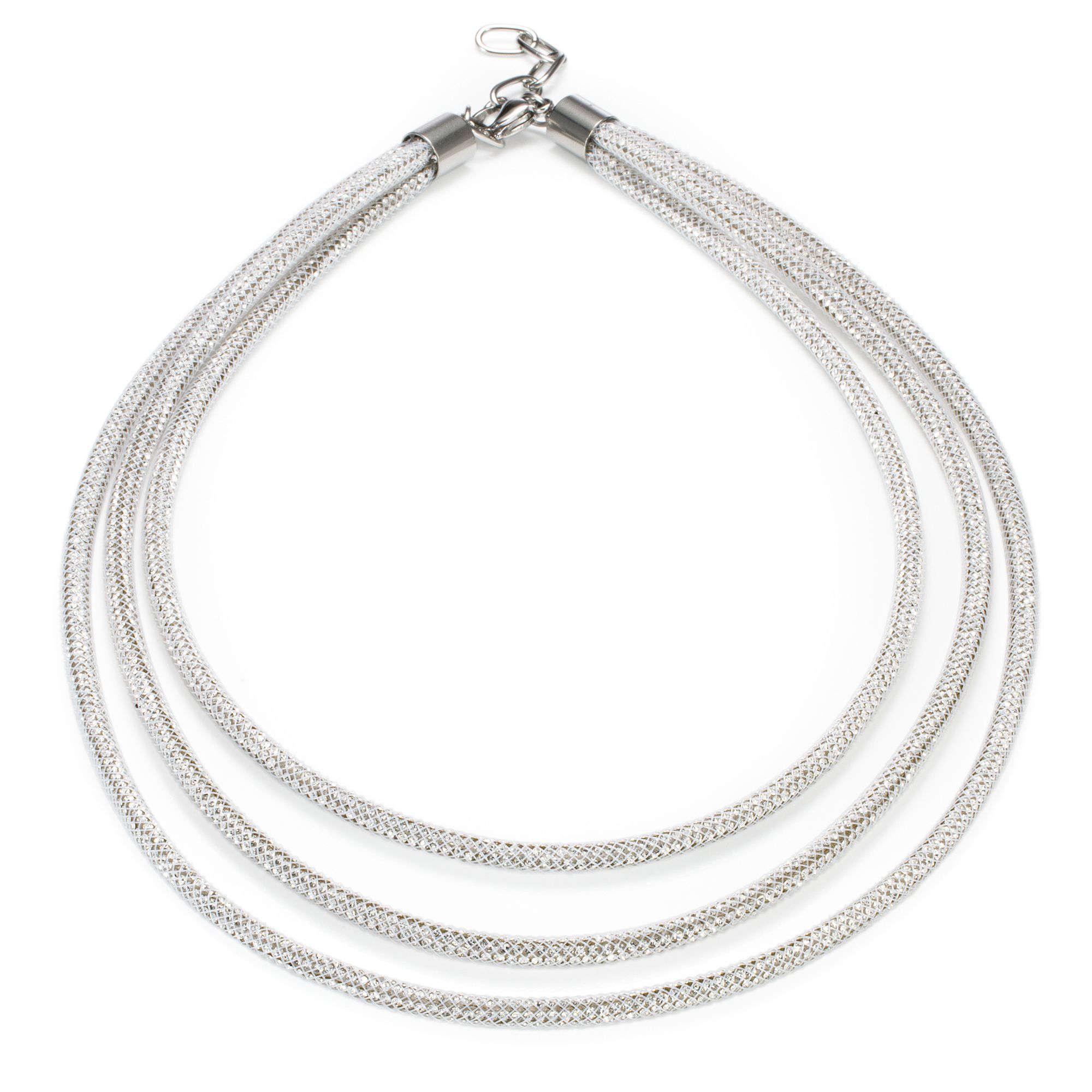 DINE 'N' Dance 3 rhg. Collier Glitzer Länge 45+5cm Modeschmuck