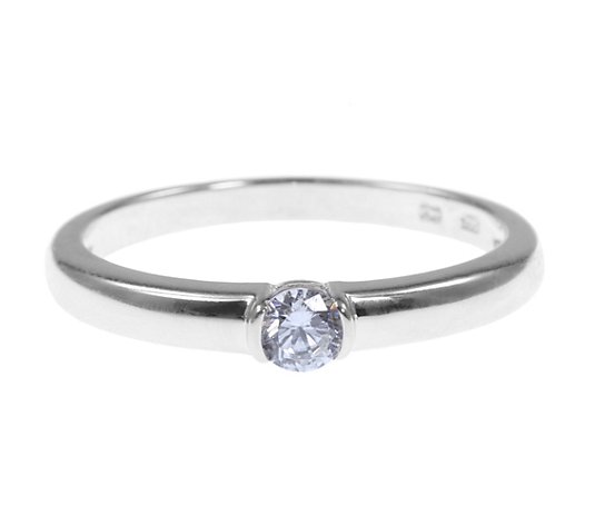 DIAMONIQUE® Ring = 0,25ct Brillantschliff Silber platinveredelt