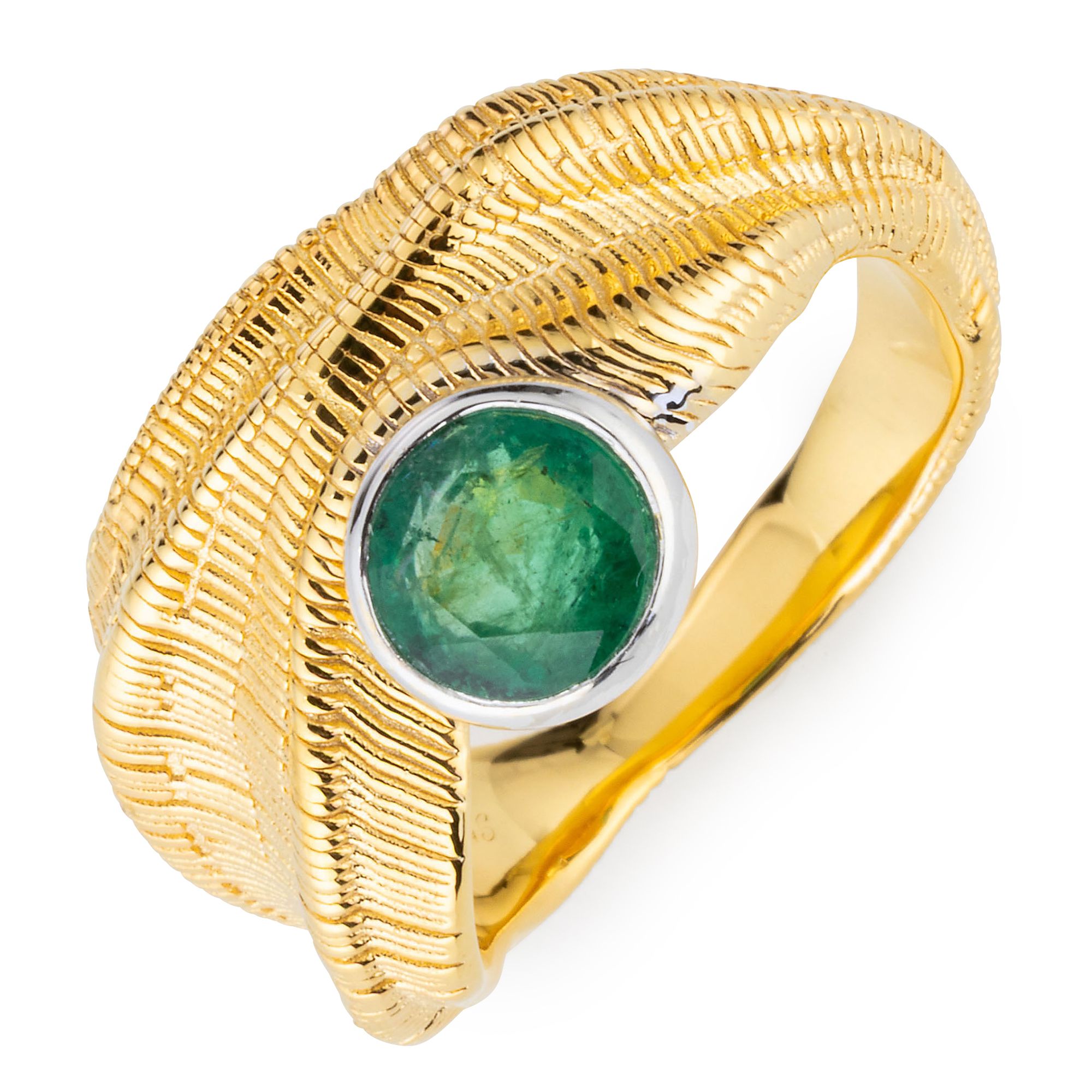 THOMAS & SOHN Sambia Smaragd Ring Rundschliff ca.0,65ct Silber 925
