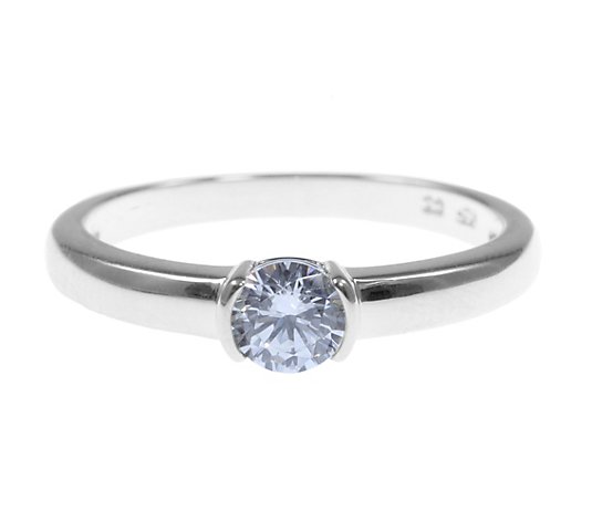 DIAMONIQUE® Ring = 0,50ct Brillantschliff Silber platinveredelt