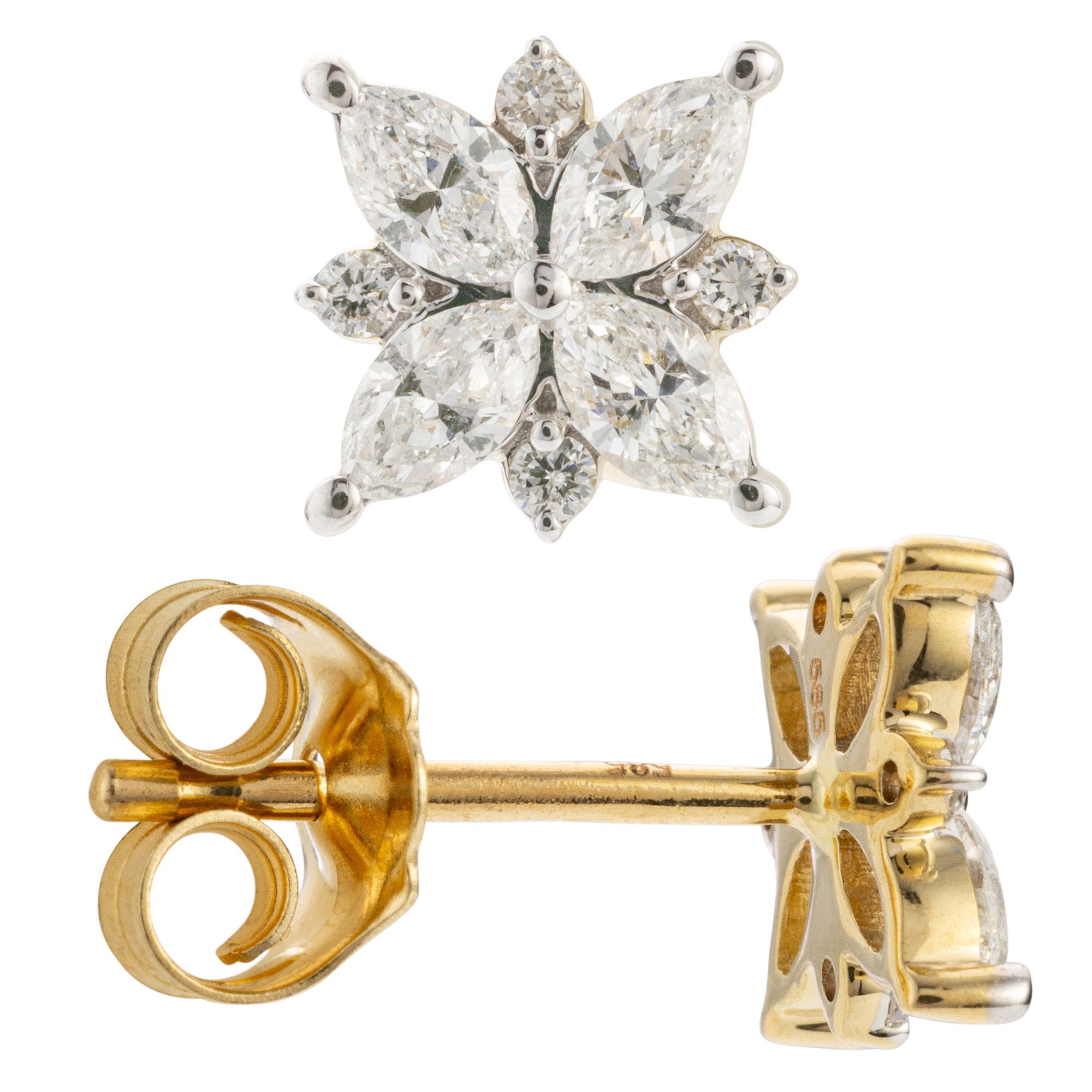 DIAMOUR Ohrstecker 16 Diamanten zus. ca. 0,50ct Gold 585