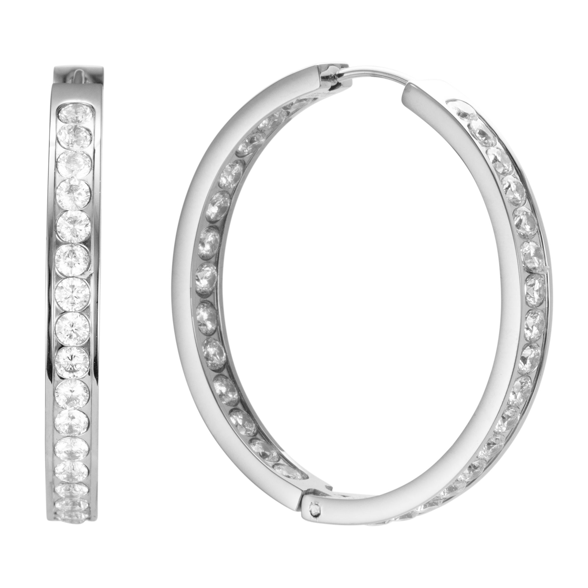 DIAMONIQUE® Creolen = 3,00ct Brillantschliff Edelstahl