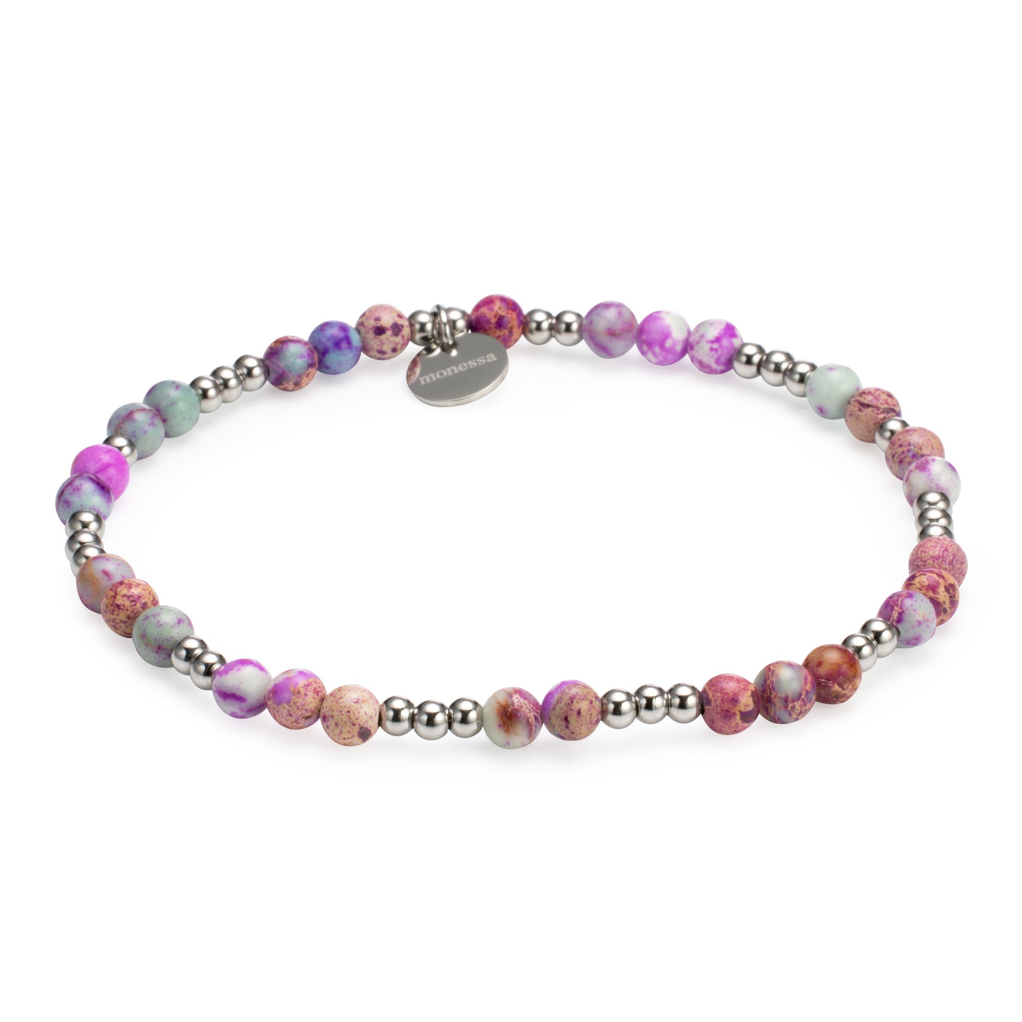 MONESSA Armband Edelsteine flexibel Edelstahl