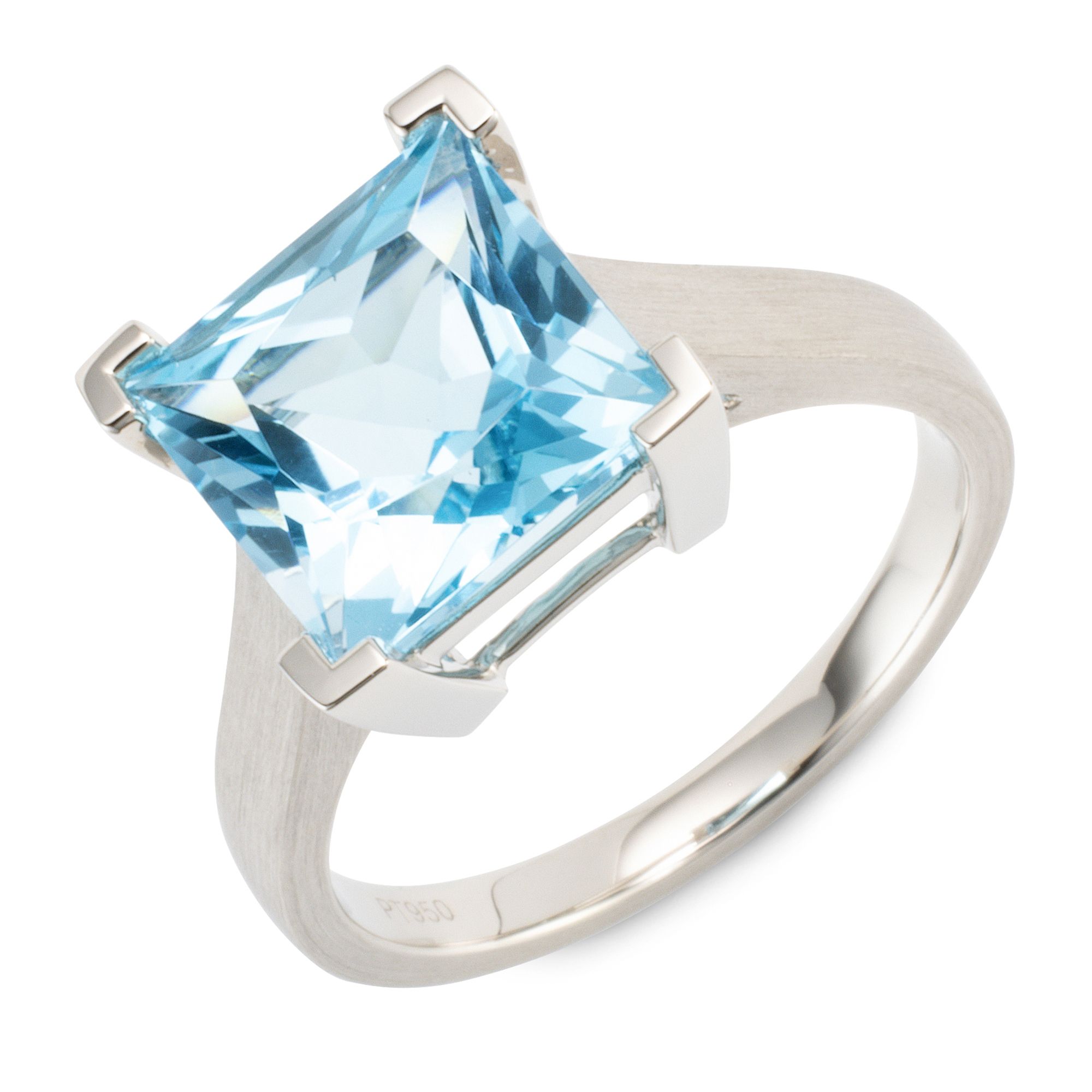 PLATINITY Solitär-Ring 1 beh. Blautopas ca. 5,30ct Platin 950