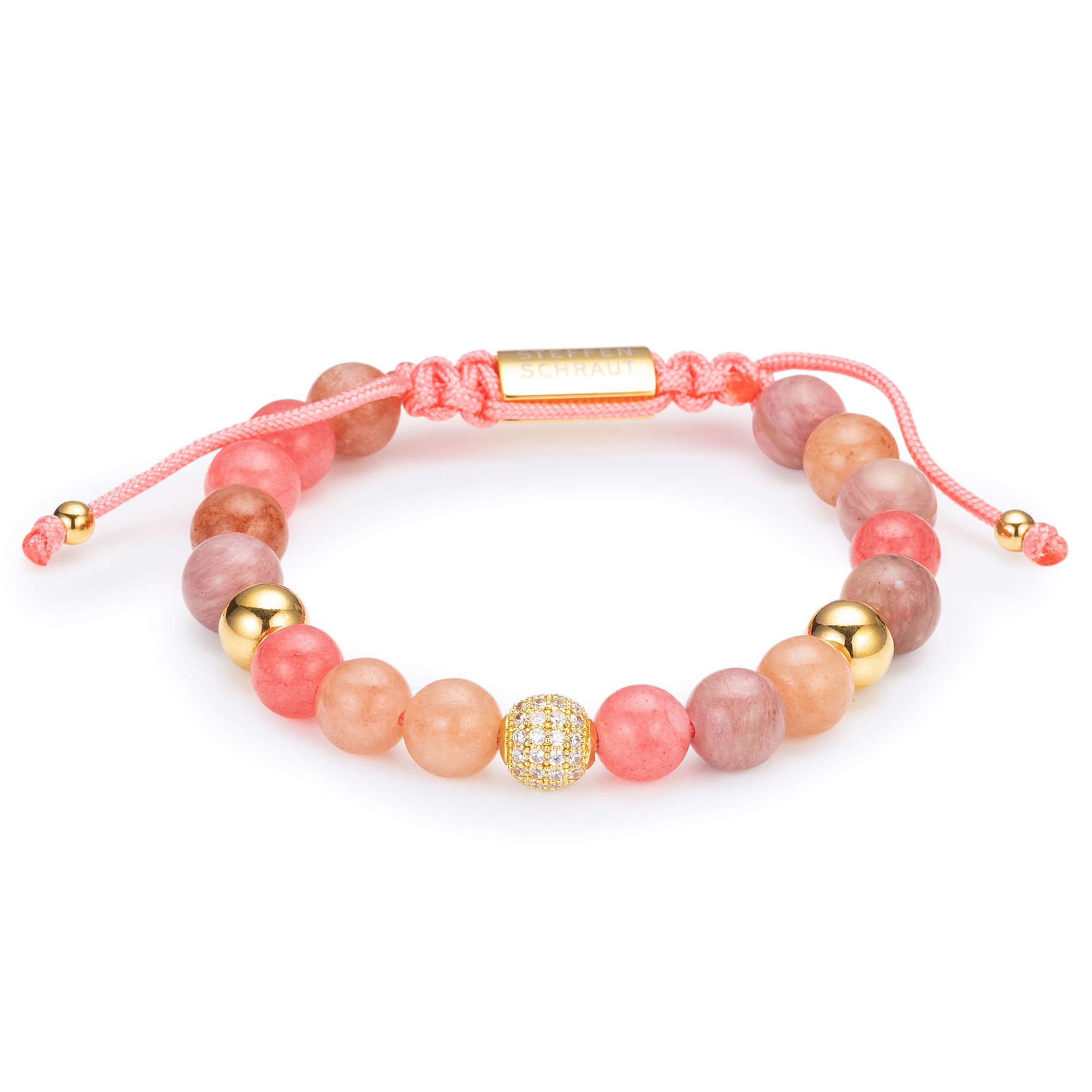 STEFFEN SCHRAUT Makramee-Armband Edelsteine Zugverschluss Edelstahl