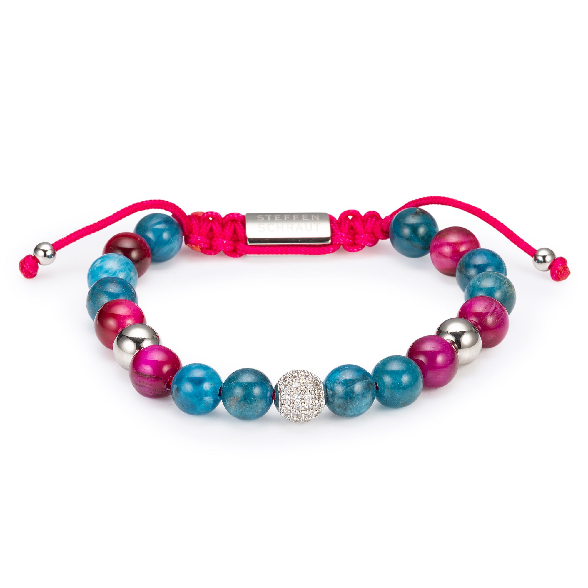 STEFFEN SCHRAUT Makramee-Armband Edelsteine Zugverschluss Edelstahl