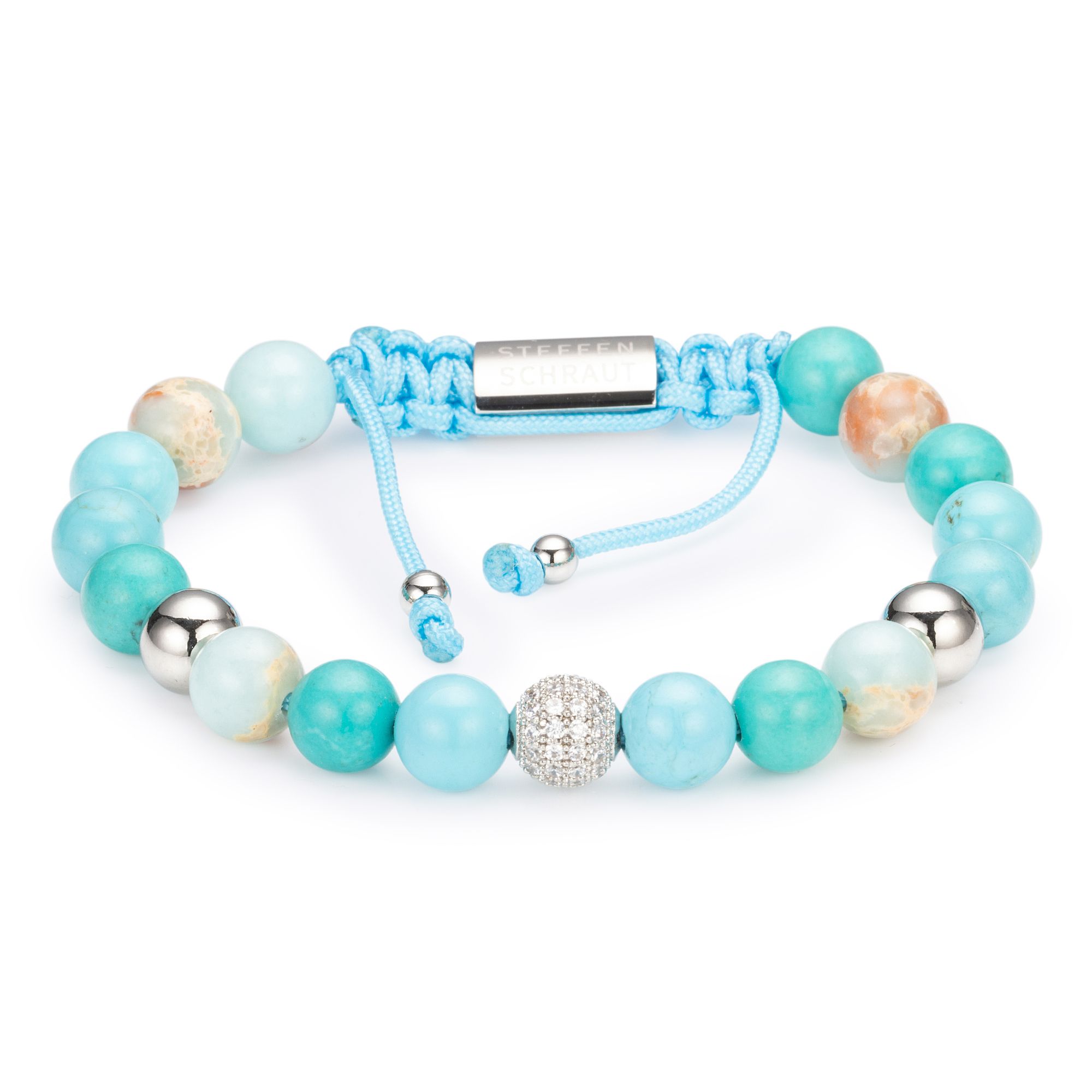 STEFFEN SCHRAUT Makramee-Armband Edelsteine Zugverschluss Edelstahl