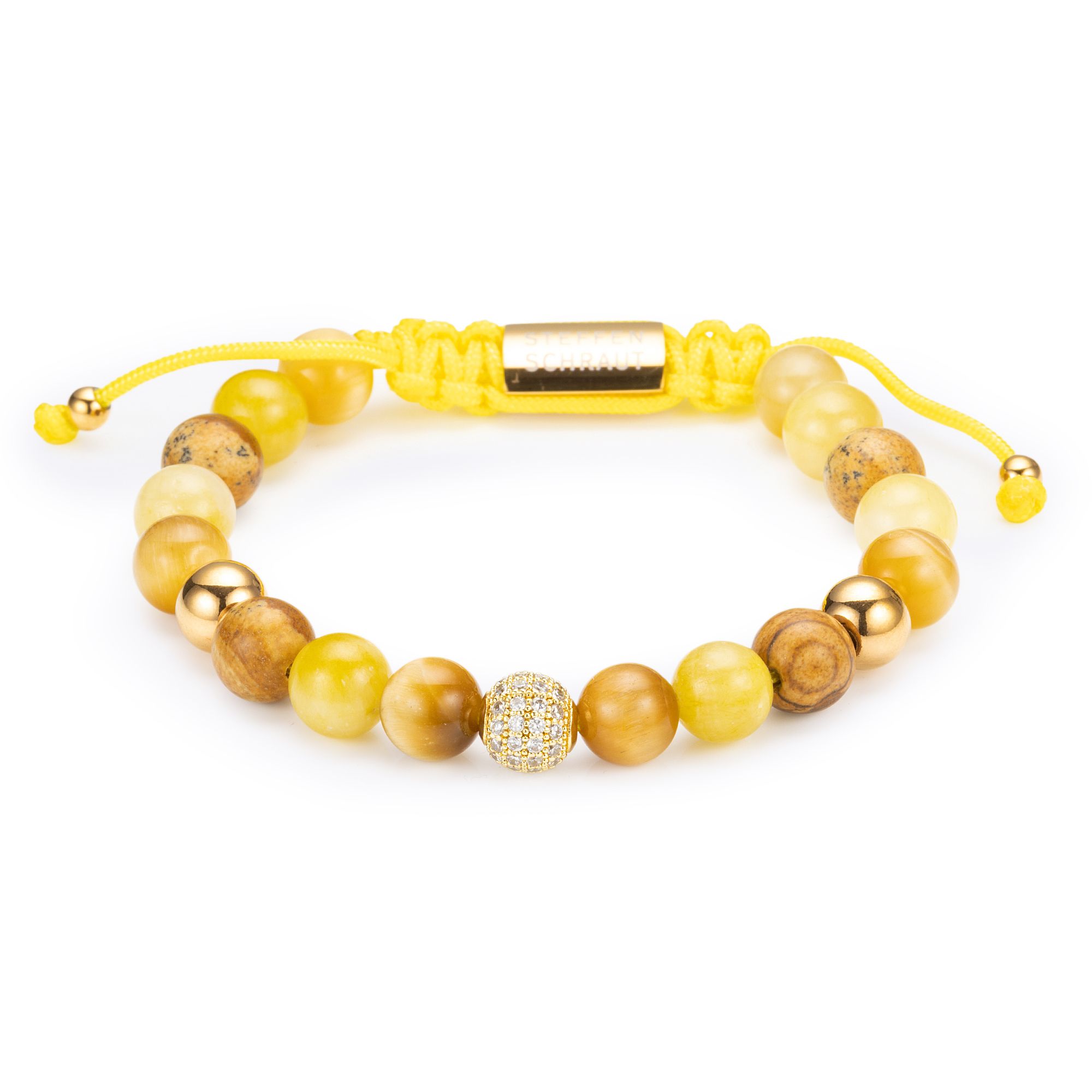 STEFFEN SCHRAUT Makramee-Armband Edelsteine Zugverschluss Edelstahl