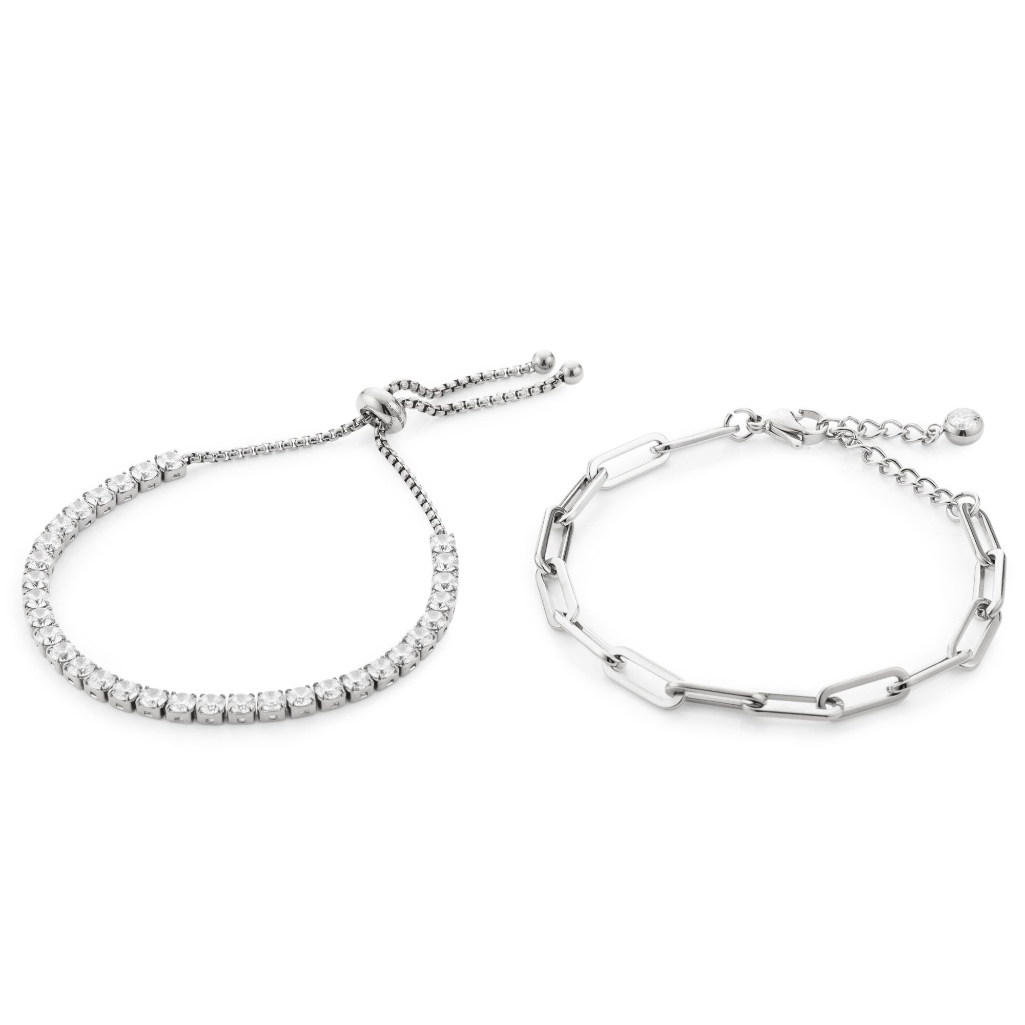 DIAMONIQUE® 2tlg Armband-Set = 8,50ct Brillantschliff Edelstahl