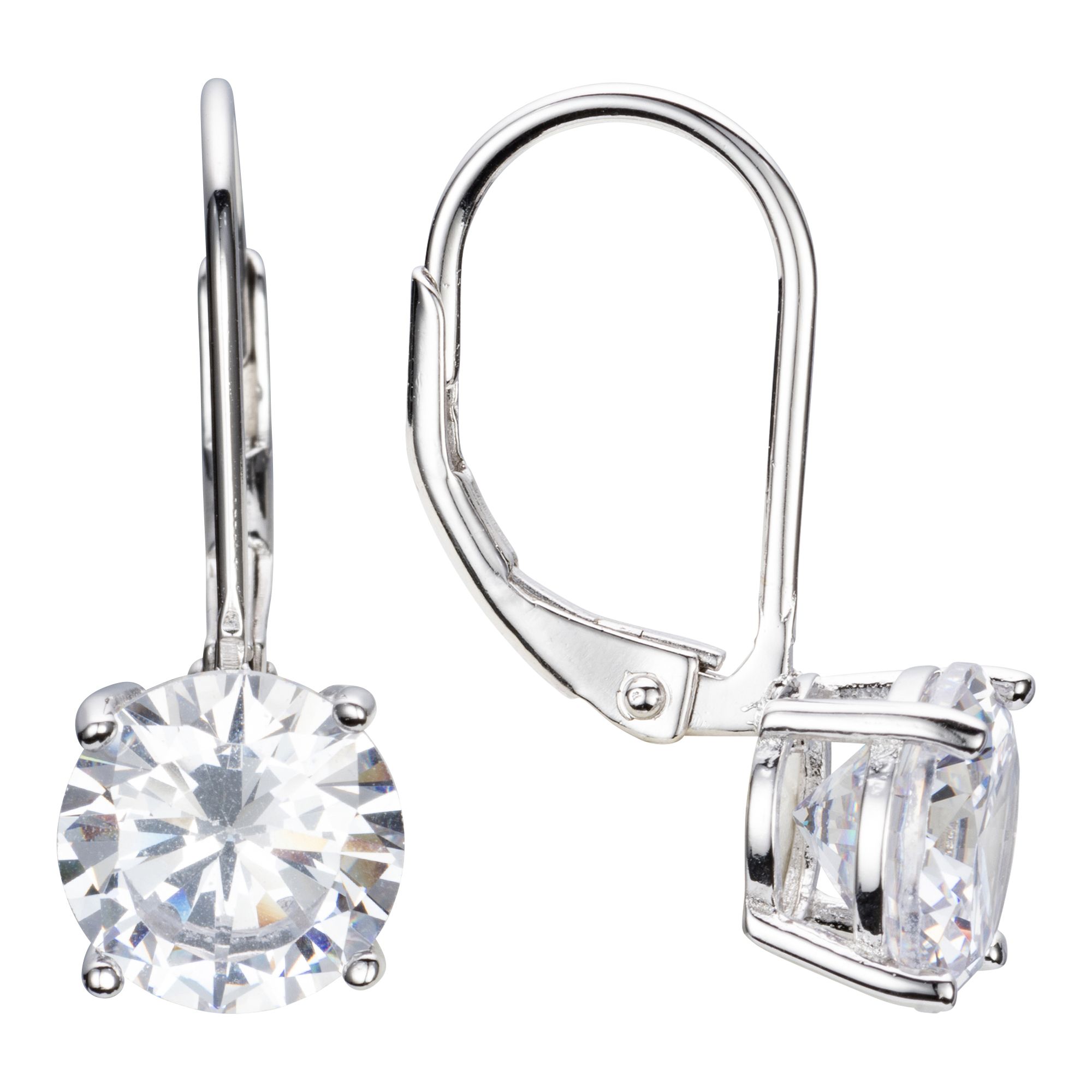 DIAMONIQUE® Solitär - Ohrbouton = 4,00ct Brillantschliff Silber rhodiniert