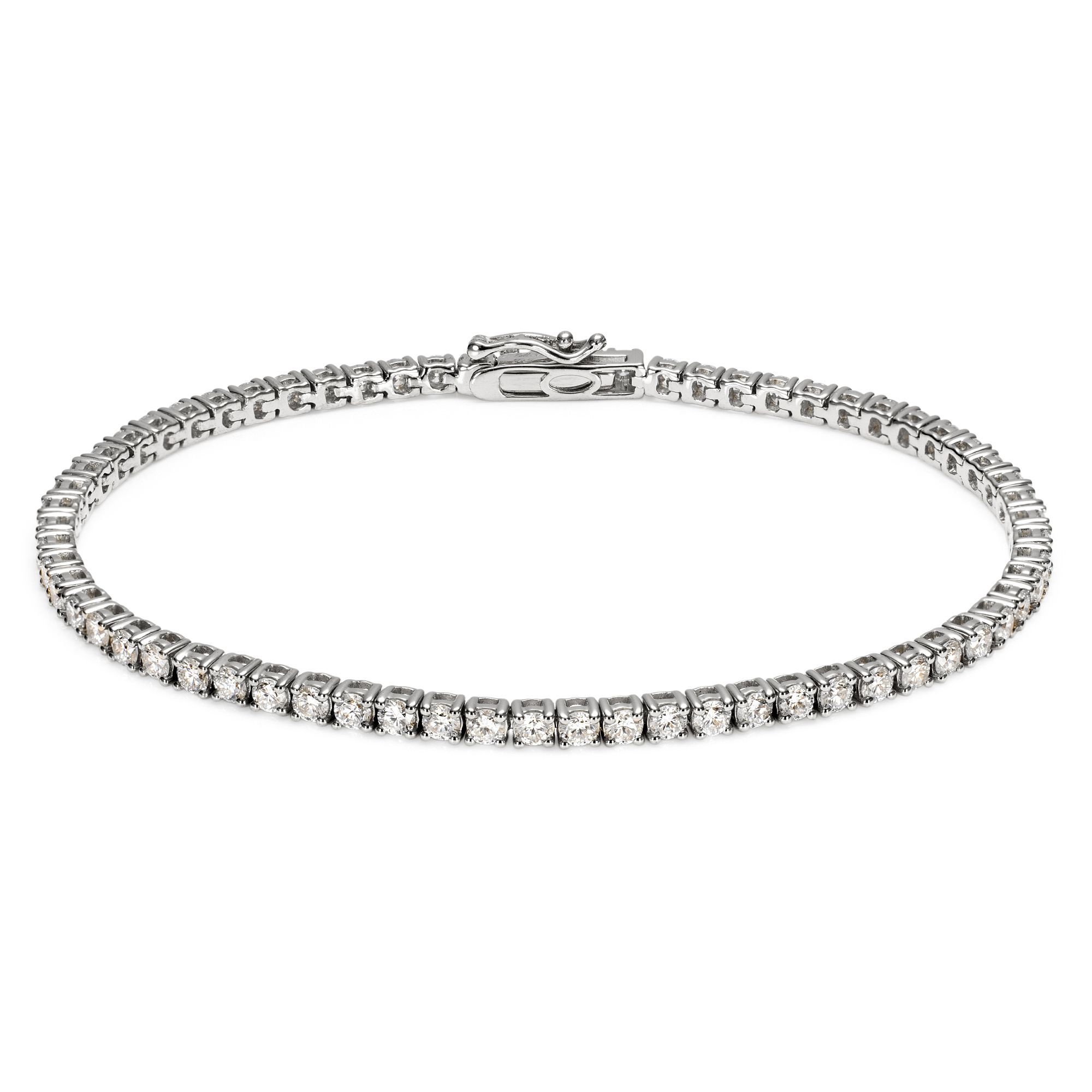 THOMAS & SOHN Lab Grown Brillanten min 3,05ct Tennis-Armband Silber Palladio