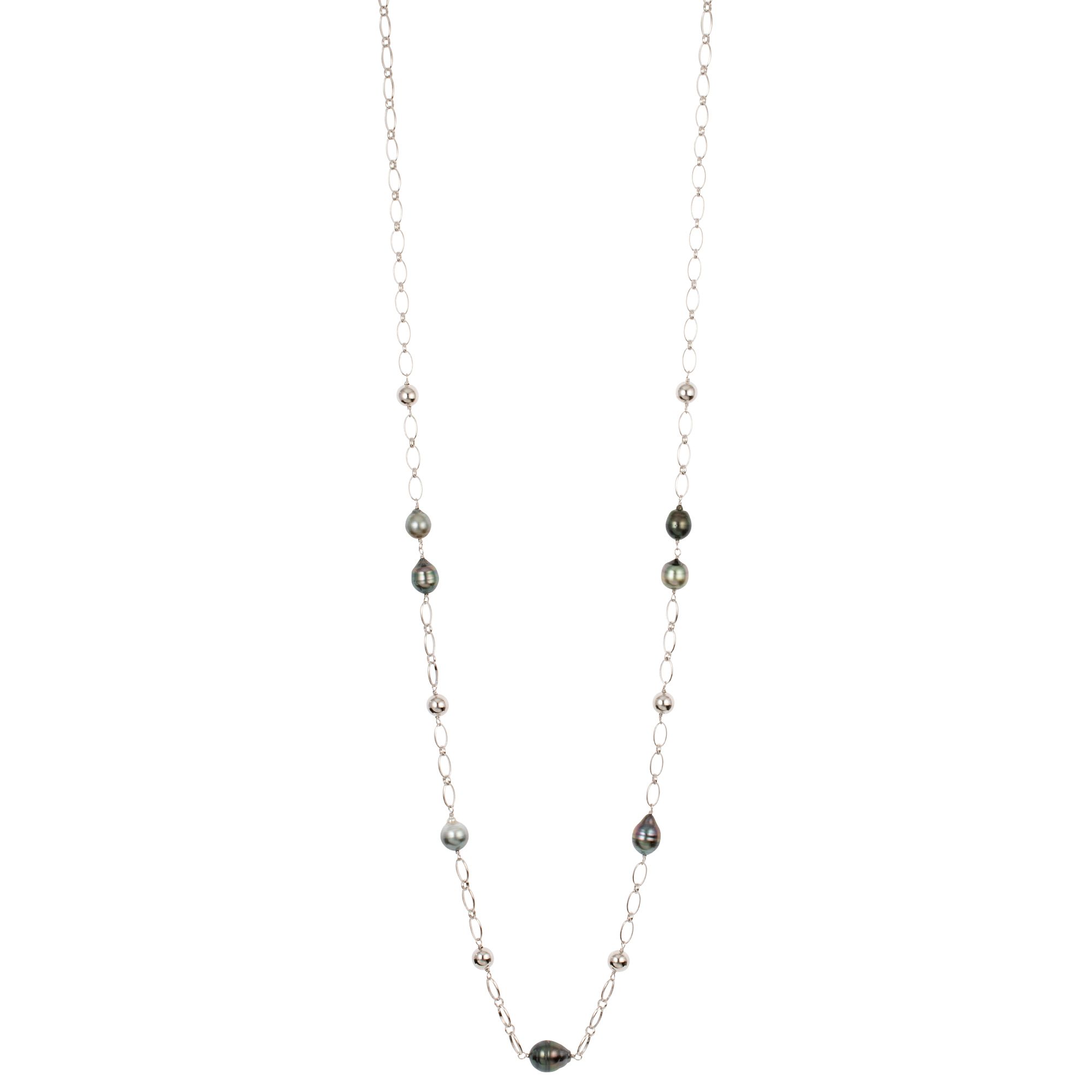 PERLEA Endlos-Collier Tahitizuchtperlen Länge ca. 90cm Silber rhodiniert