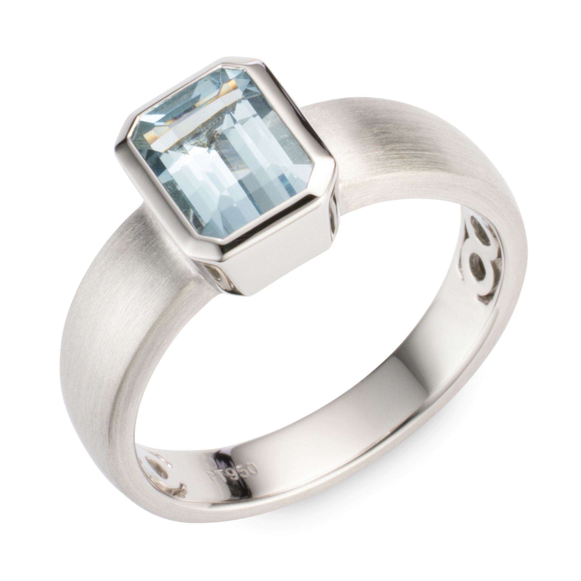 PLATINITY Ring 1 Aquamarin ca 1,50ct Smaragdschliff Platin 950