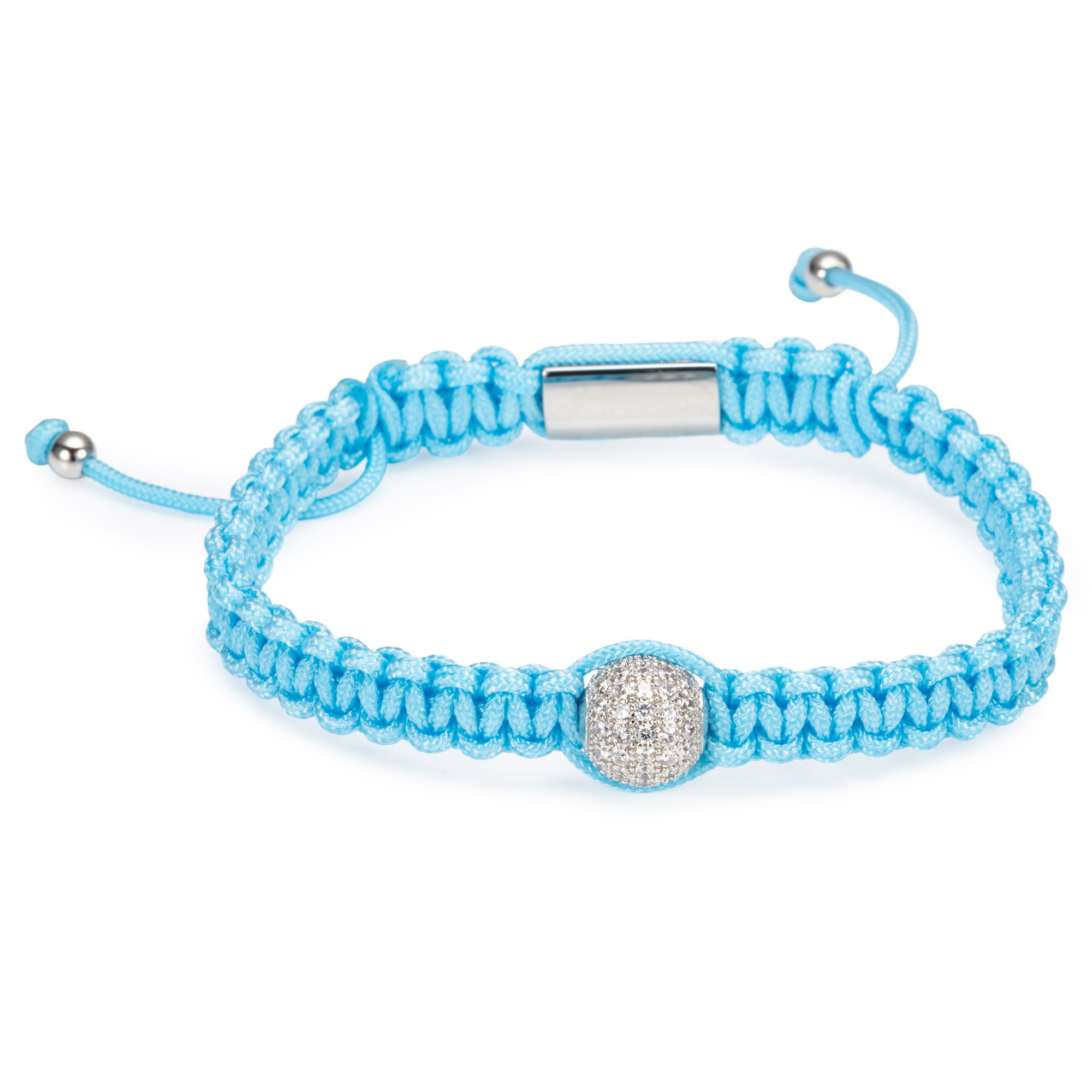 STEFFEN SCHRAUT Makramee-Armband Zirkonia-Kugel Zugverschluss Edelstahl