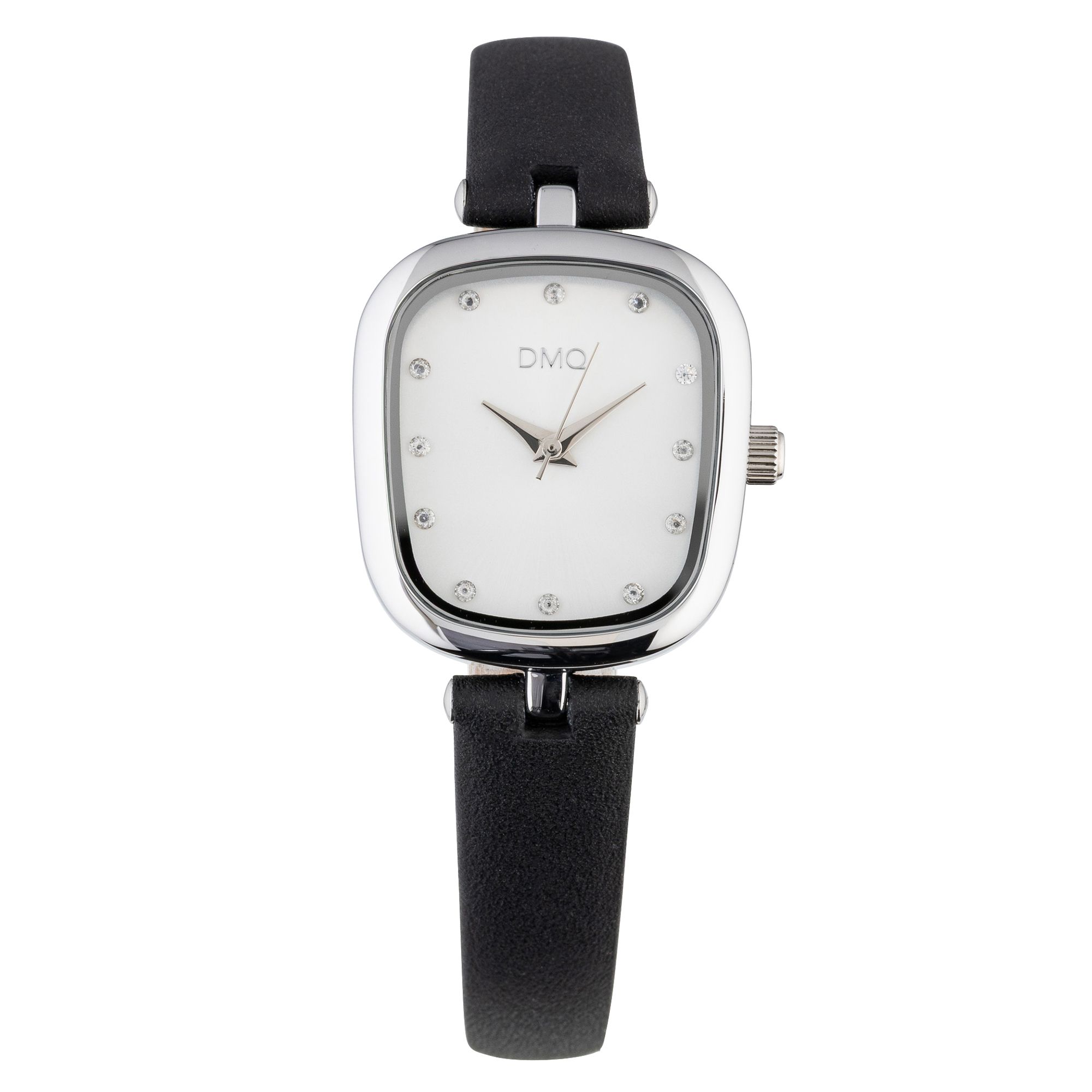 DIAMONIQUE® Damenuhr = 0,18ct Brillantschliff Lederarmband