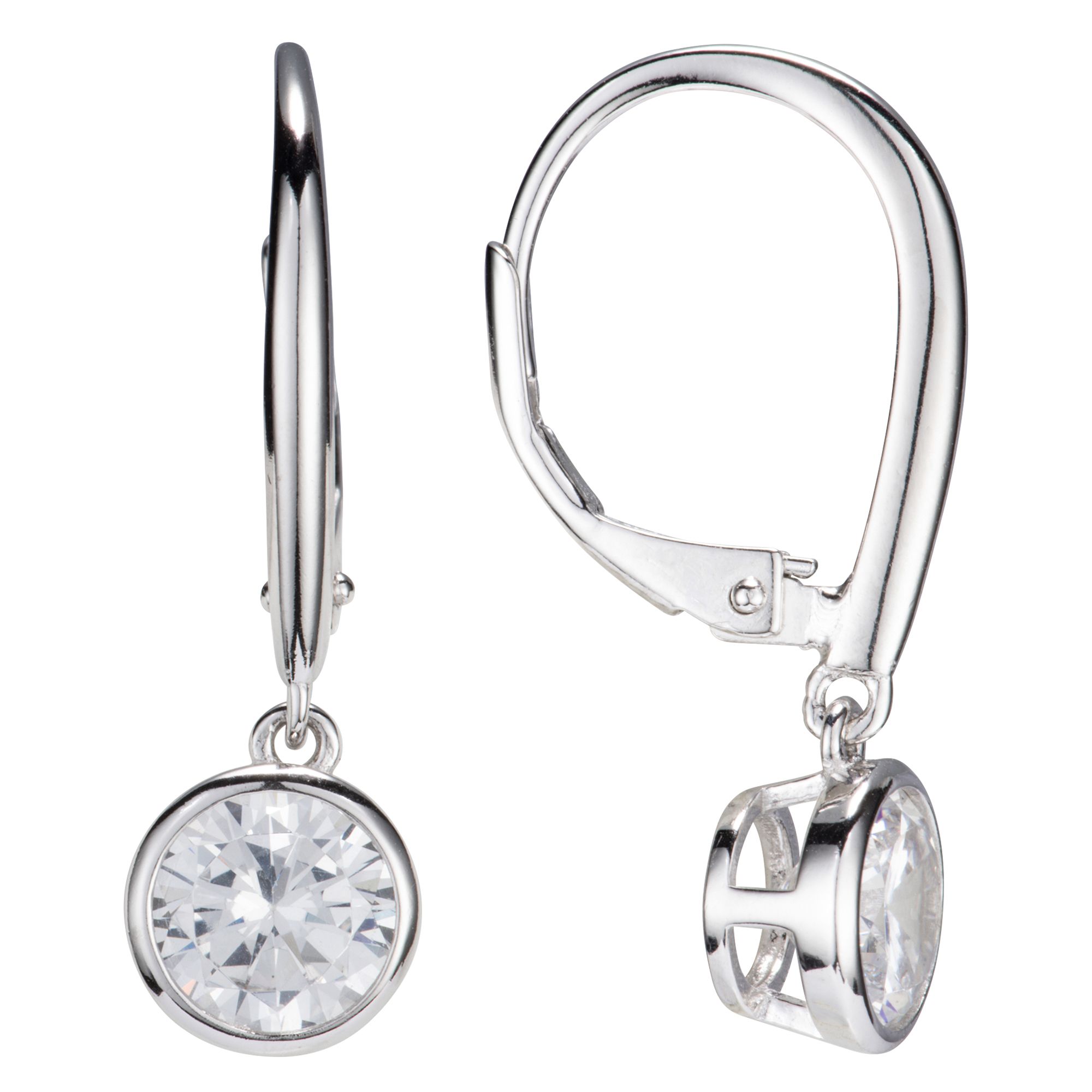 DIAMONIQUE® Solitär - Ohrhänger = 2,00ct Brillantschliff Silber rhodiniert