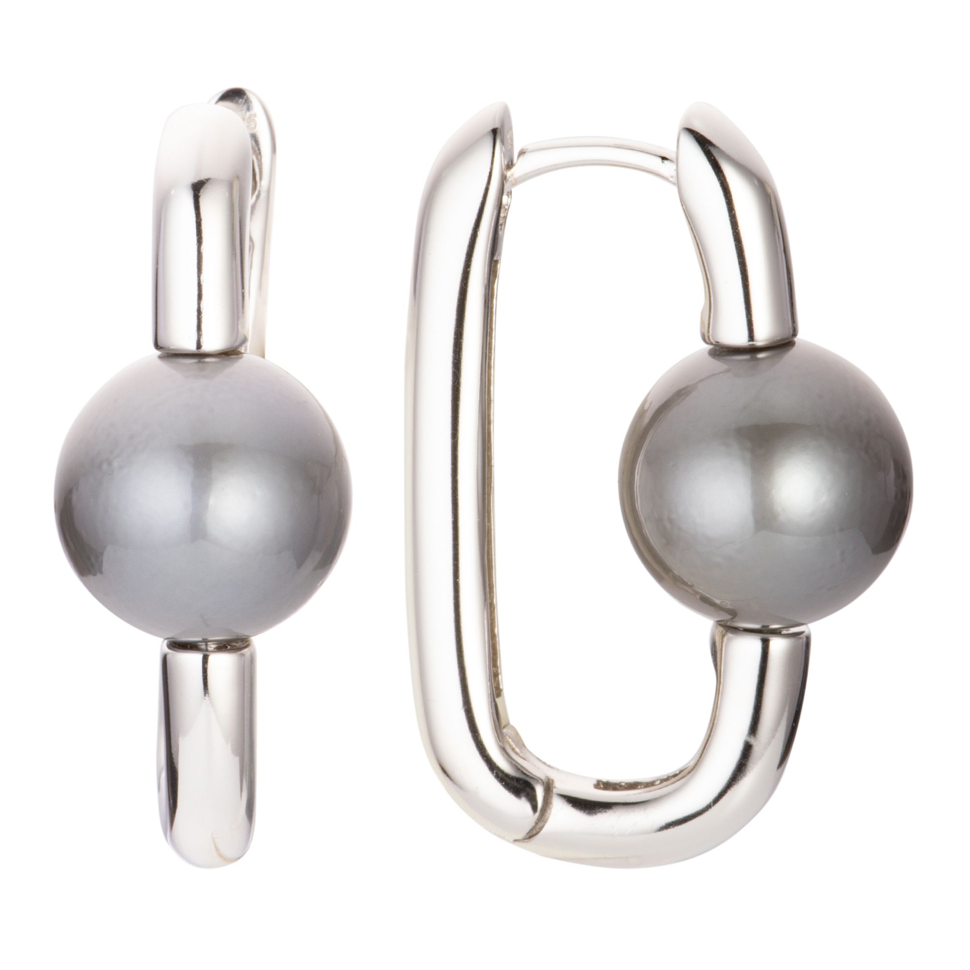 PERLEA Creolen Tahitizucht- perlen 9-10mm Silber rhodiniert