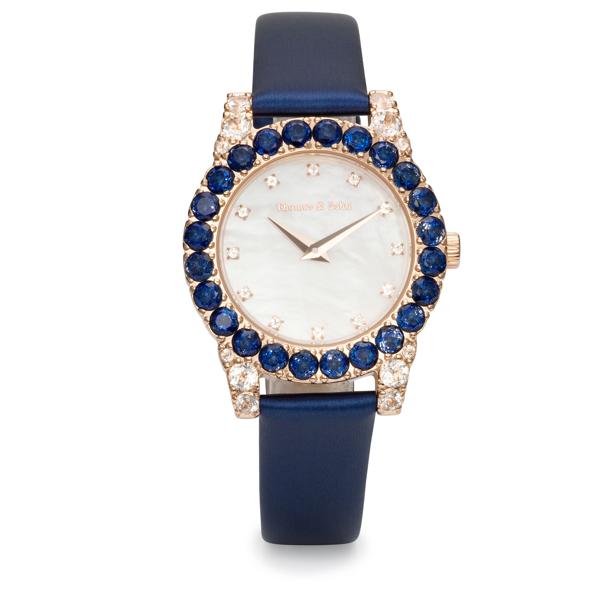 THOMAS & SOHN beh. Topase ca.6,60ct Damenuhr Quarzwerk Teillederarmband