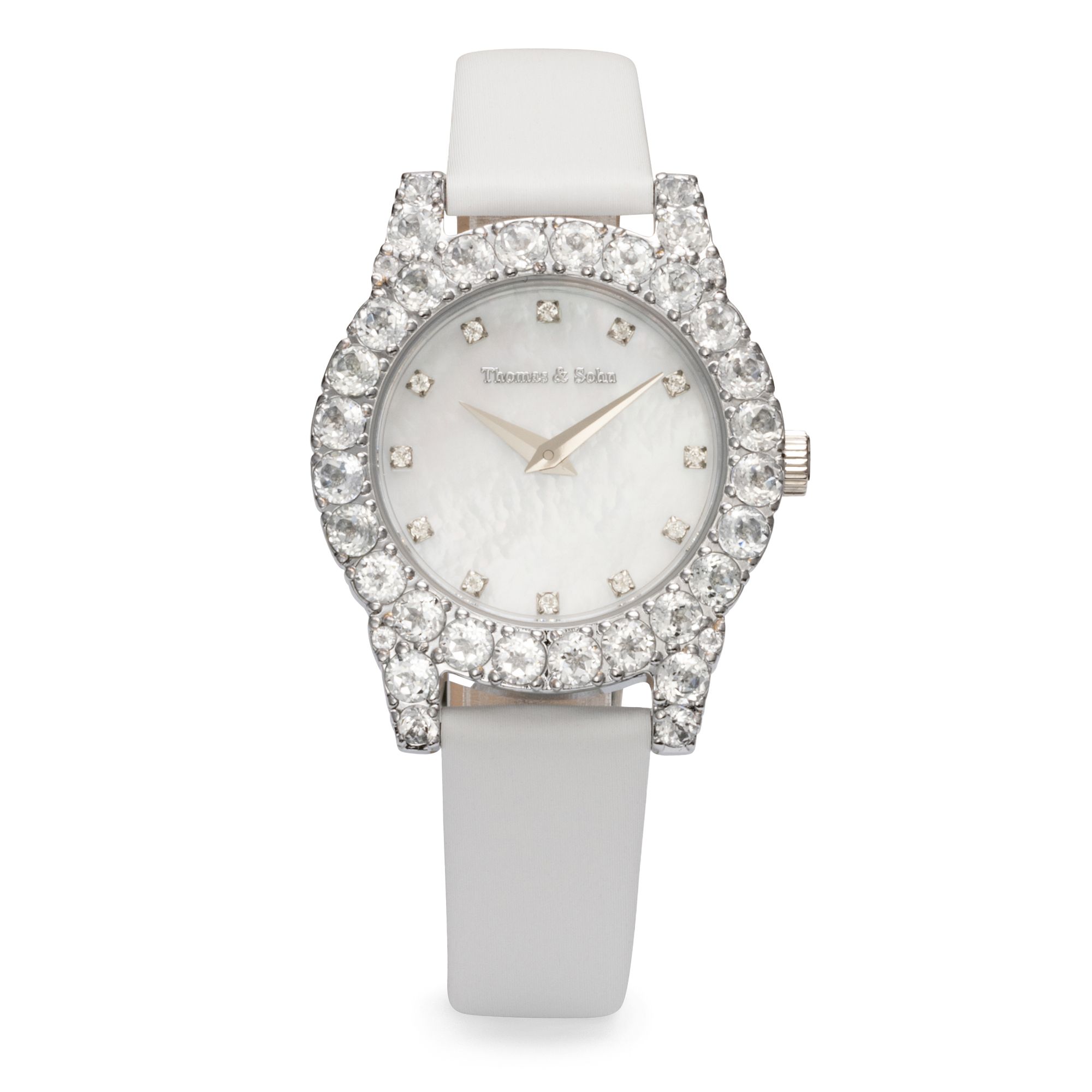 THOMAS & SOHN beh. Topase ca.6,60ct Damenuhr Quarzwerk Teillederarmband