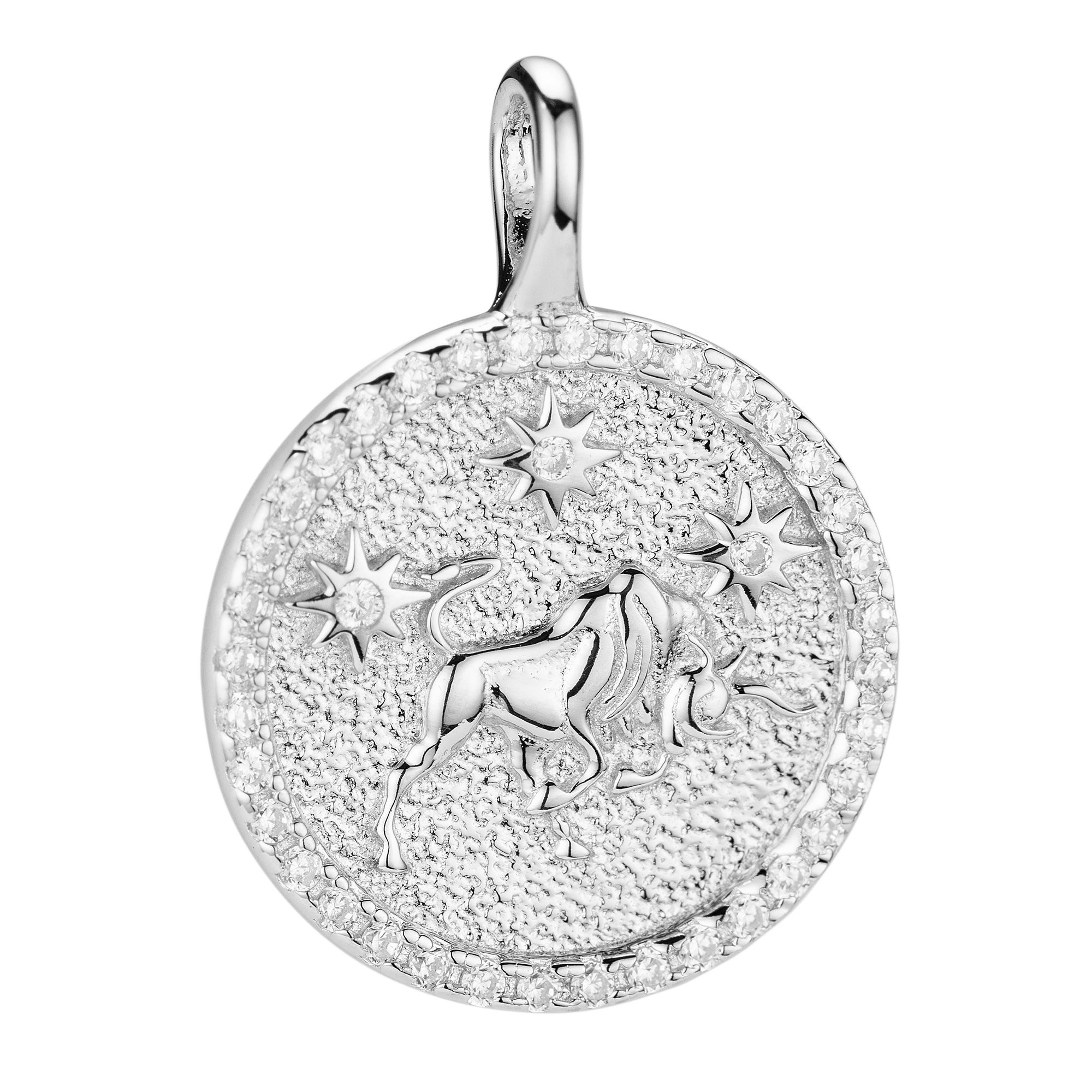 DIAMONIQUE® Sternzeichen-Anhänger = 0,20ct Brillantschliff Silber rhodiniert