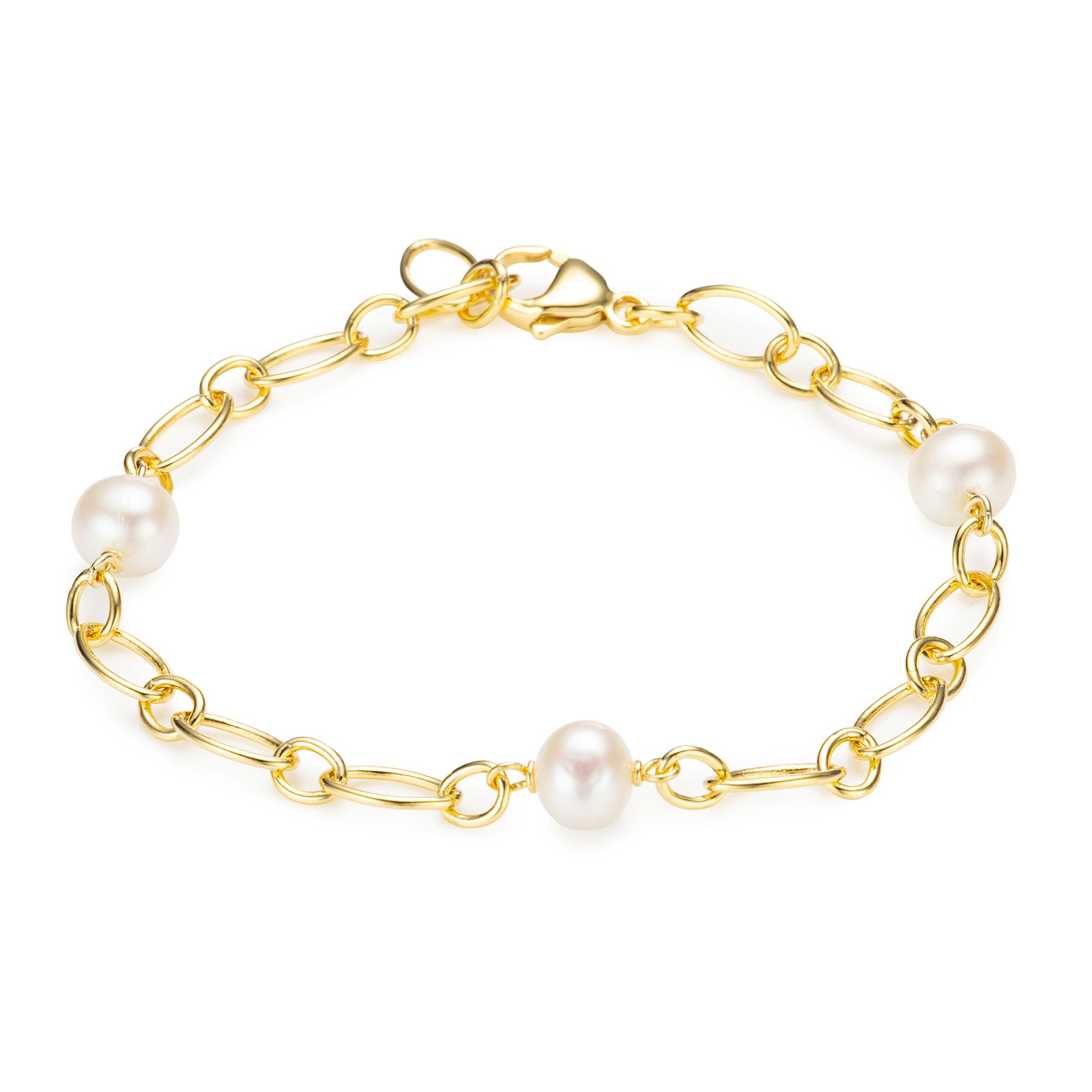 PERLEA Armband Süßwasserzucht- perlen 7,5-8mm Silber 925