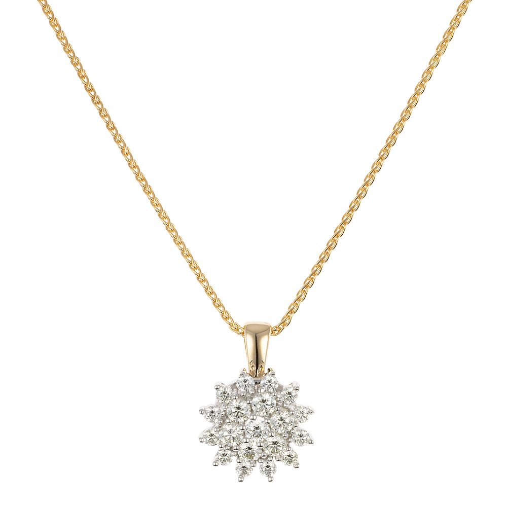 DIAMOUR Anhänger mit Kette 19 Brillanten 0,75ct Weiß/Lupenrein Gold 585
