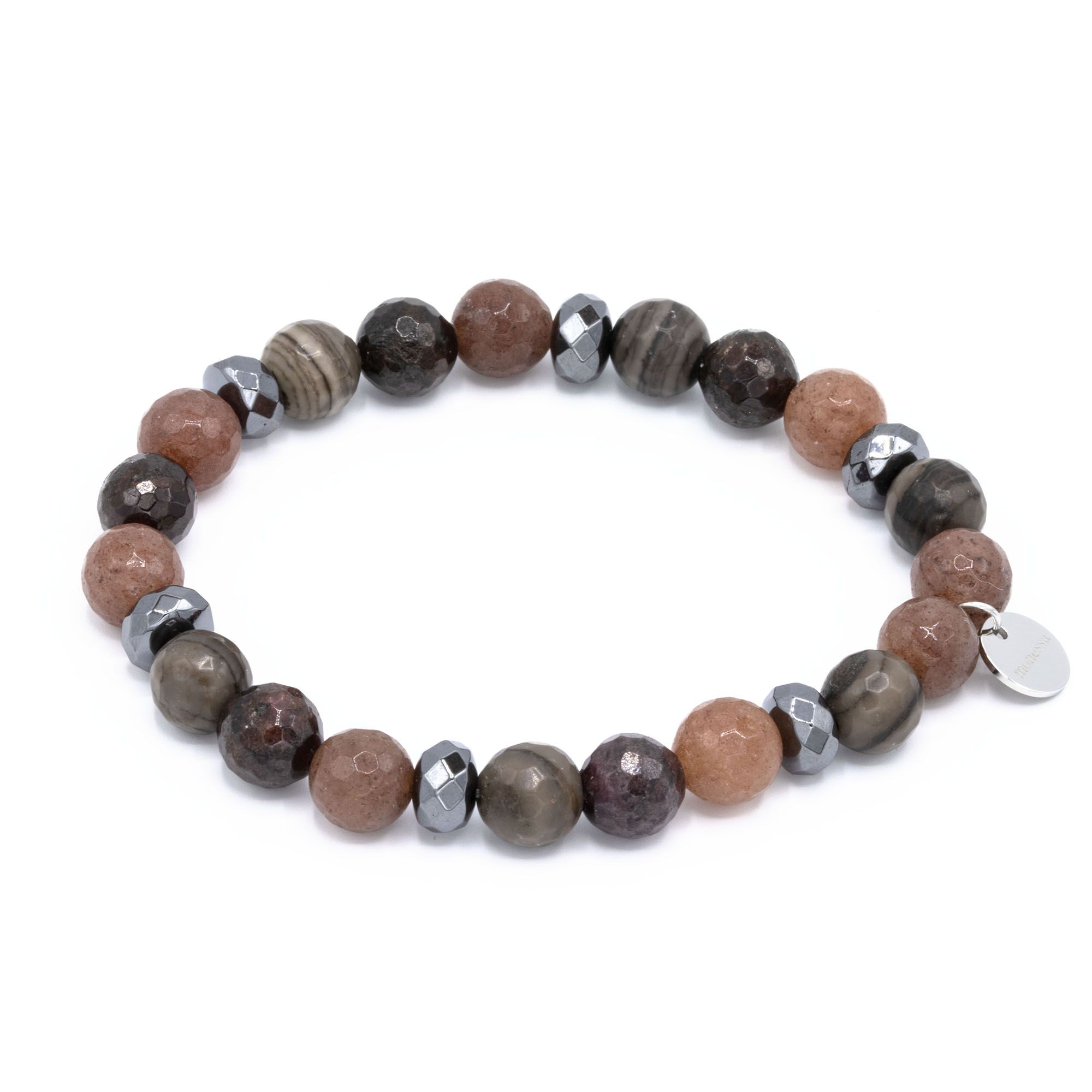 MONESSA Armband Edelsteine flexibel Edelstahl