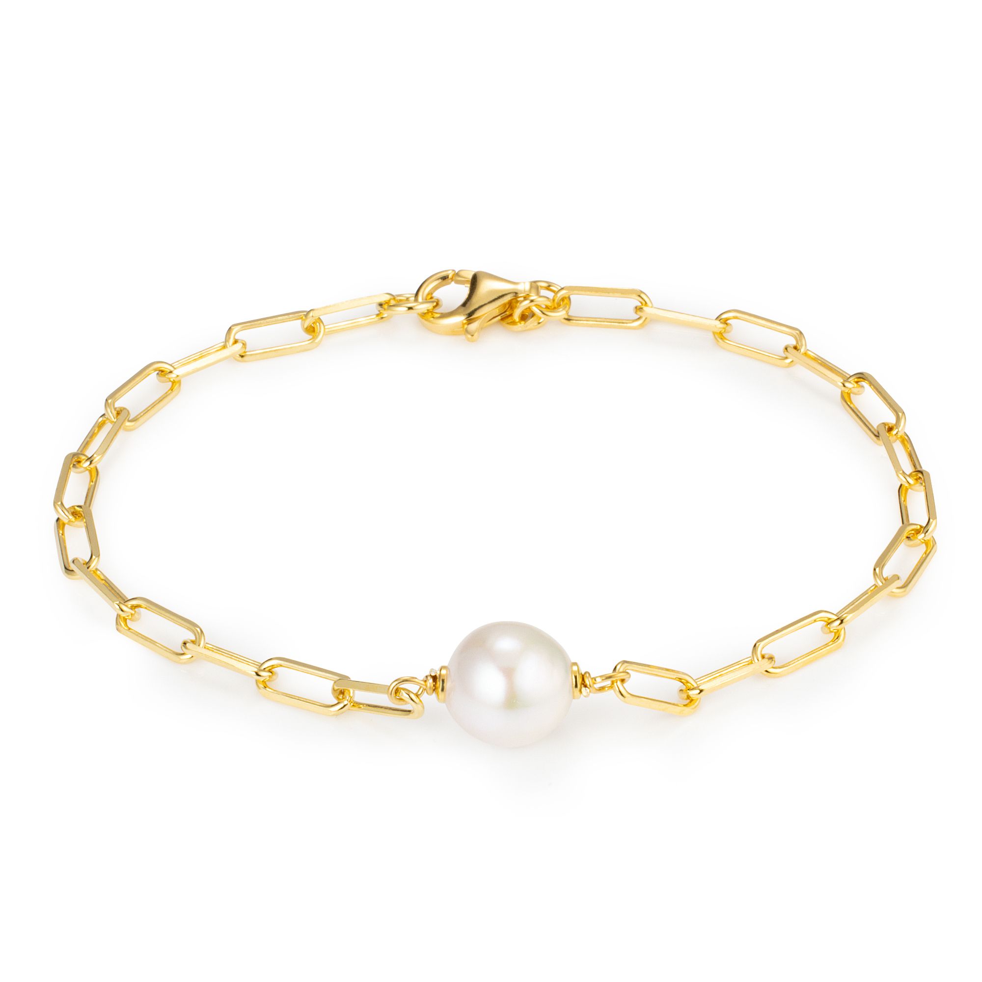 PERLEA Armband Süßwasserzucht- perlen 10-11mm Silber vergoldet