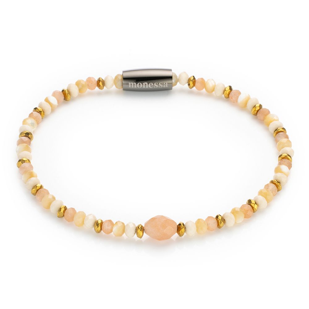 MONESSA Armband Edelsteine Magnetverschluss Edelstahl