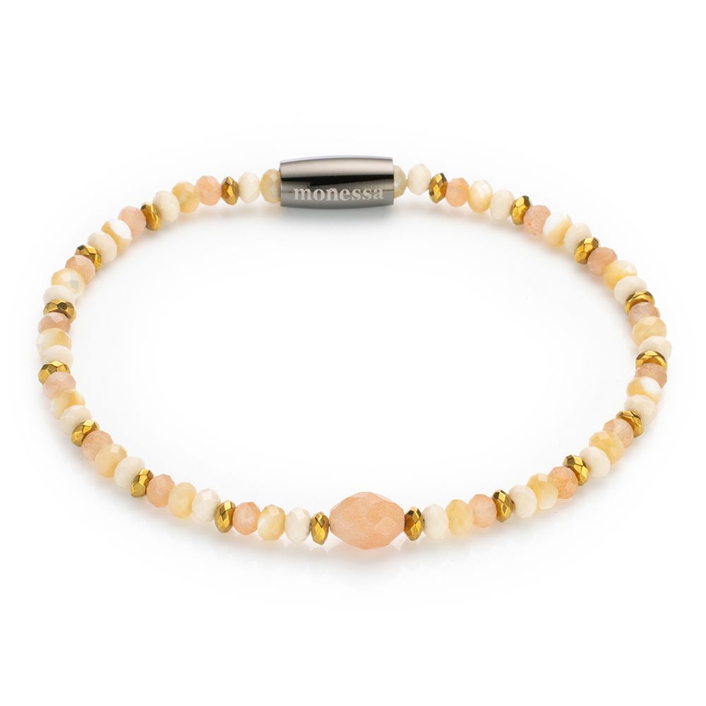 MONESSA Armband Edelsteine Magnetverschluss Edelstahl