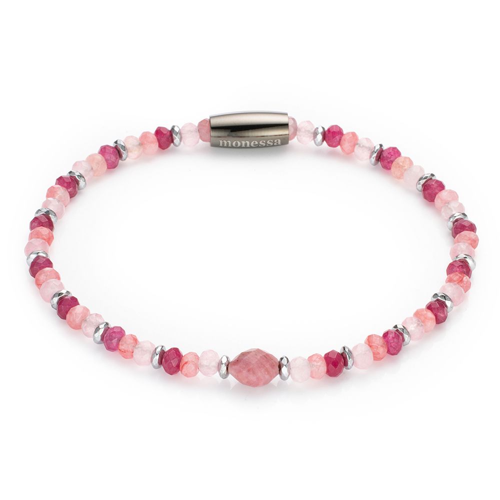 MONESSA Armband Edelsteine Magnetverschluss Edelstahl