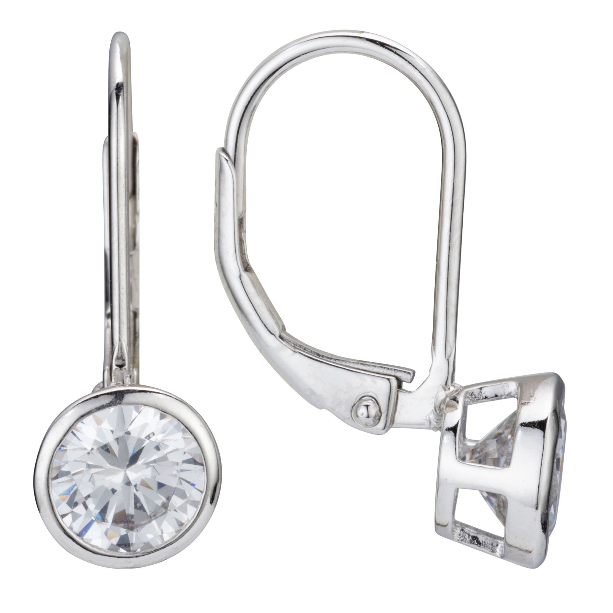 DIAMONIQUE® Solitär - Ohrbouton = 2,00ct Brillantschliff Silber rhodiniert