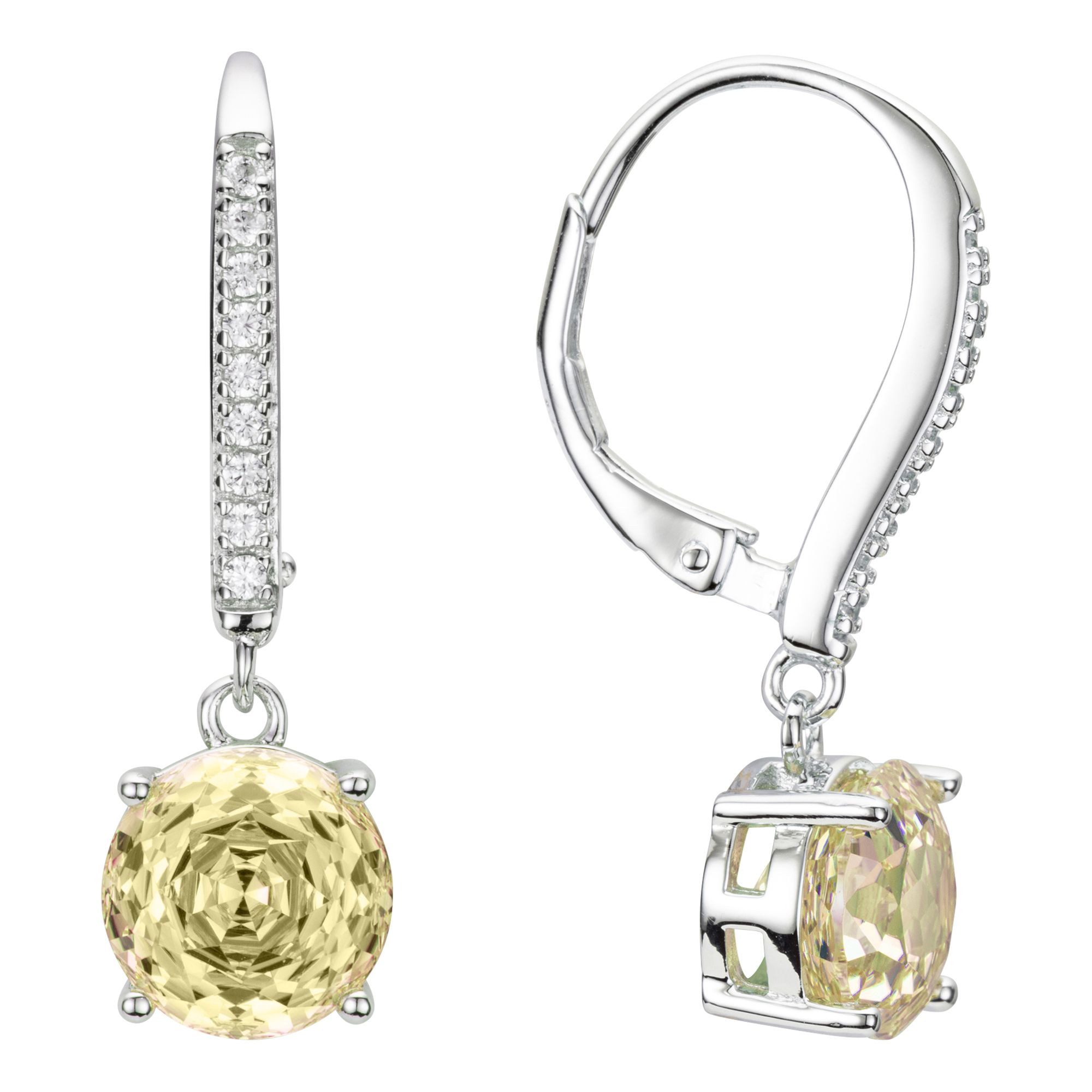 DIAMONIQUE® Ohrhänger = 4,18ct Rosenschliff Silber rhodiniert