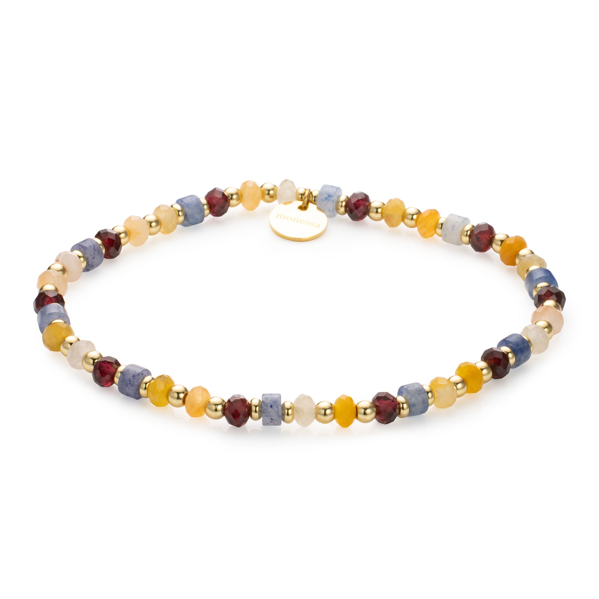 MONESSA Armband Edelsteine flexibel Edelstahl