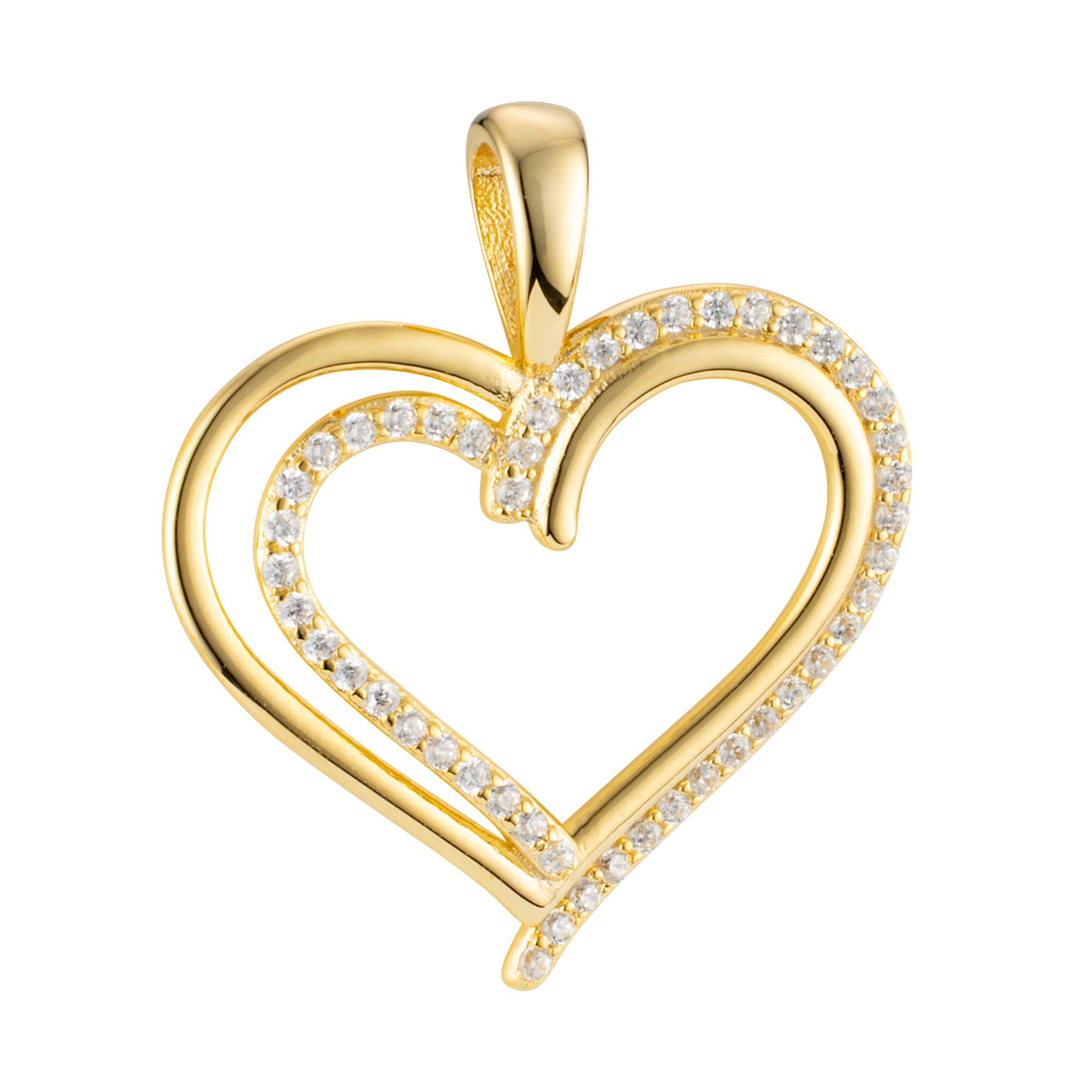 DIAMONIQUE® Herz-Anhänger = 0,24ct Brillantschliff Silber 925